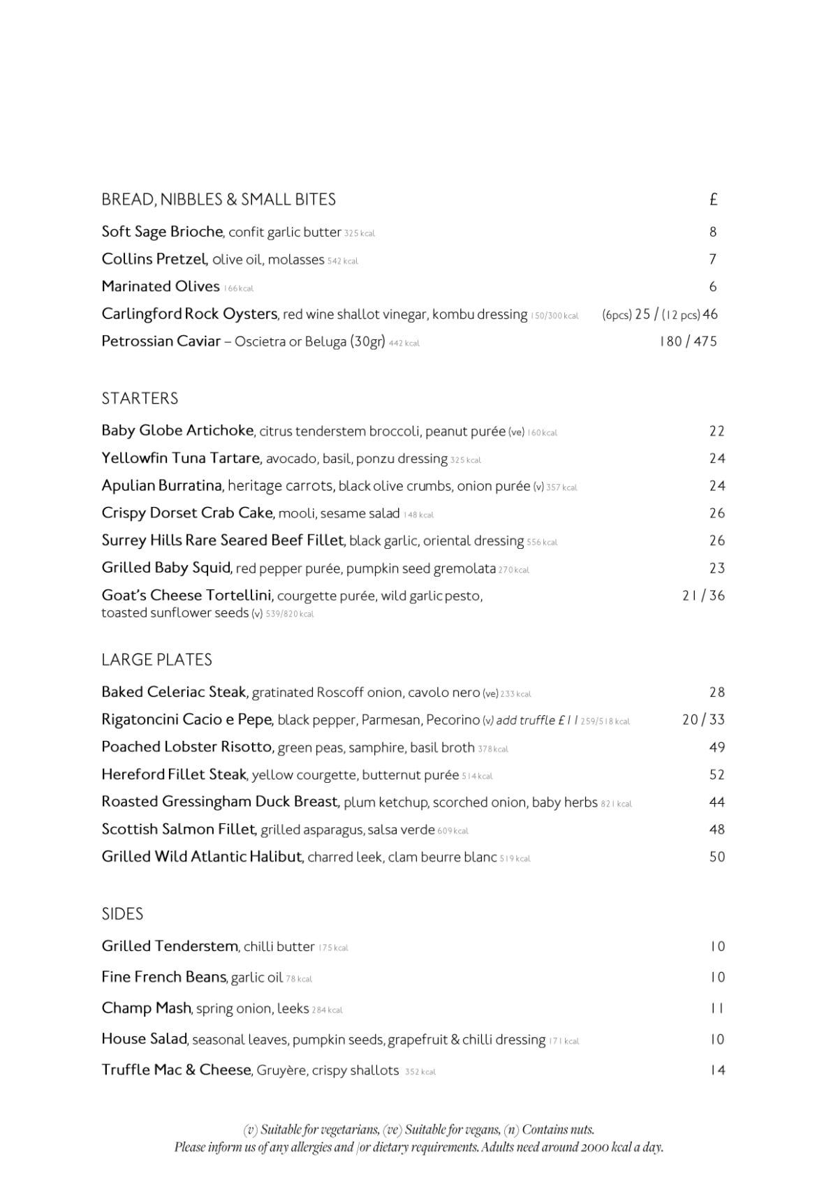 Carte et Menus 2023 Collins Room at The Berkeley à Londres TheFork