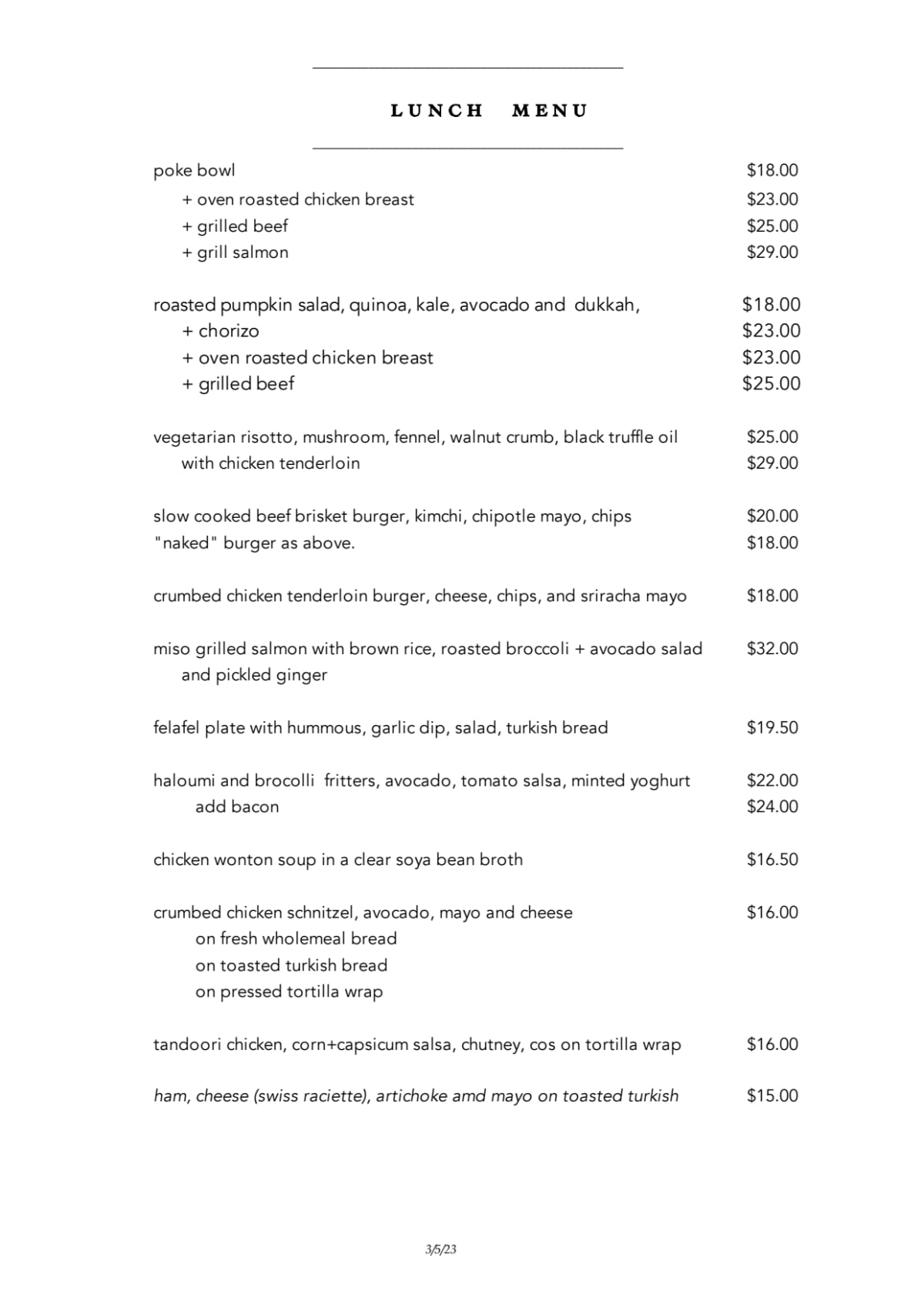 Carte et Menus 2024 Bar Cupola à Sydney (NSW) TheFork