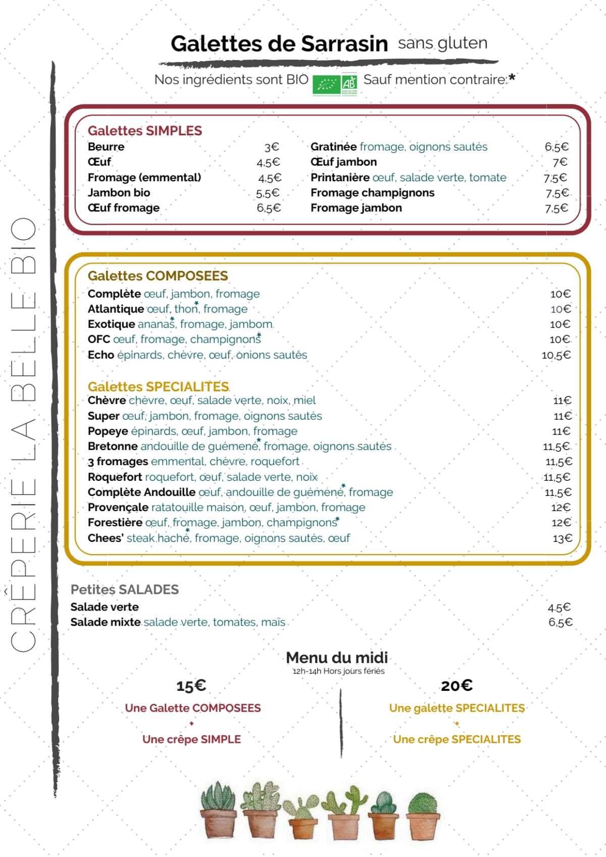 Crêperie La Belle Bio menu