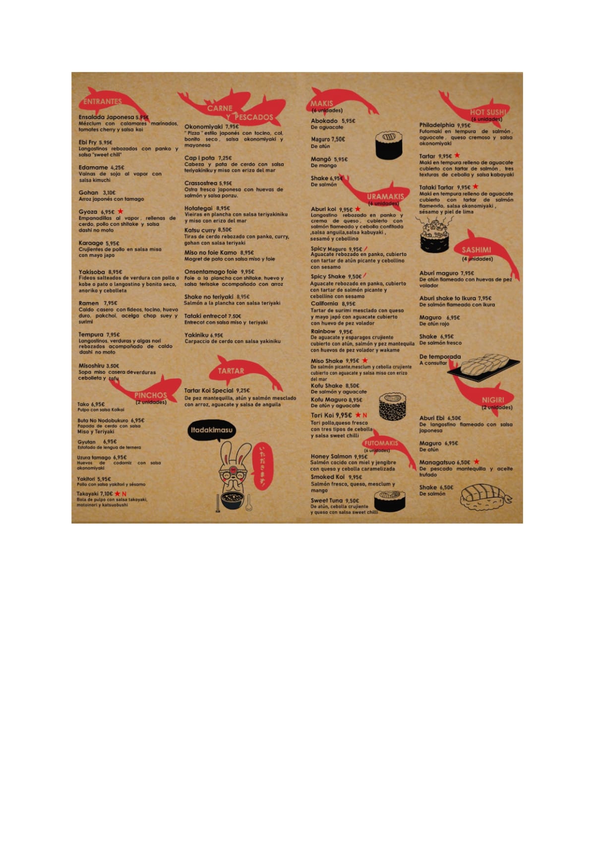 Koi Koi Sushi Muntaner menu