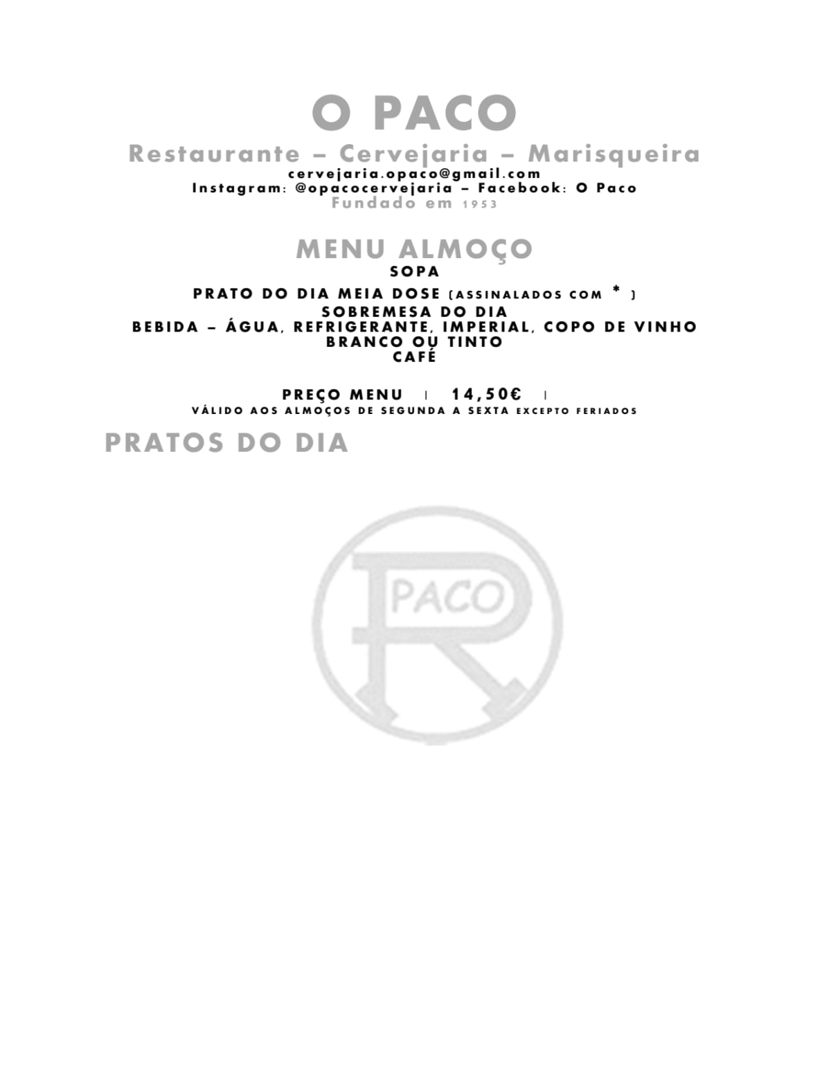 O Paco menu