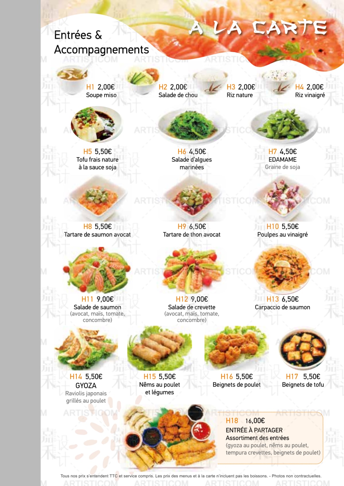 Eizosushi menu