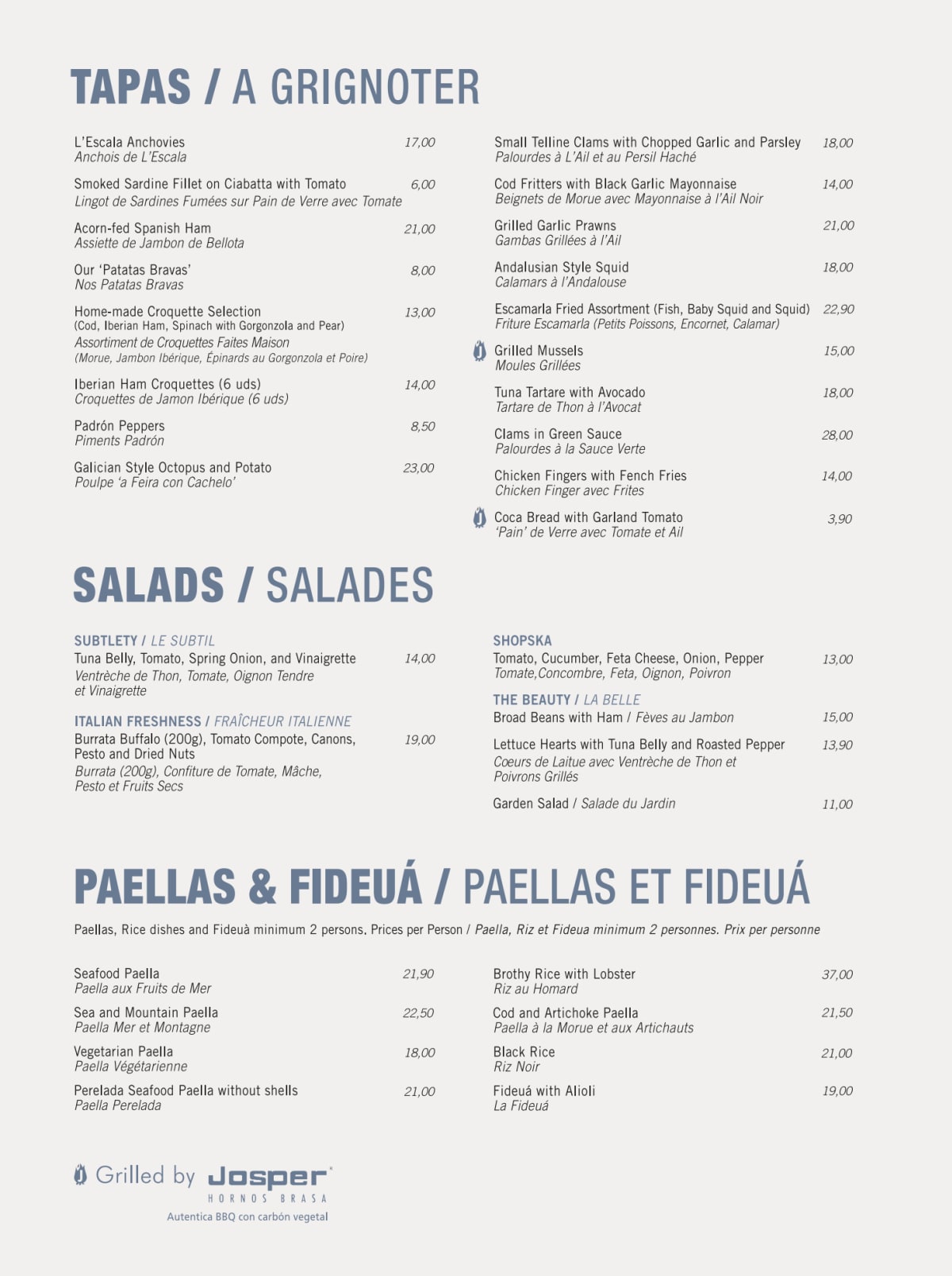 L'Escamarlà menu