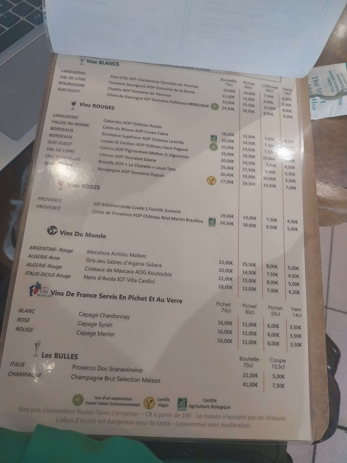 La Nouvelle Gare menu