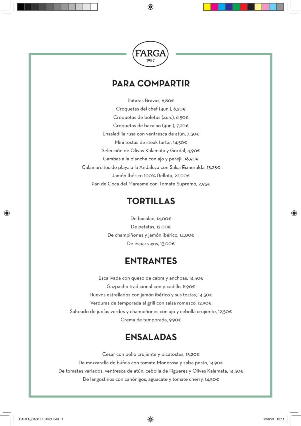 Farga de Beethoven menu