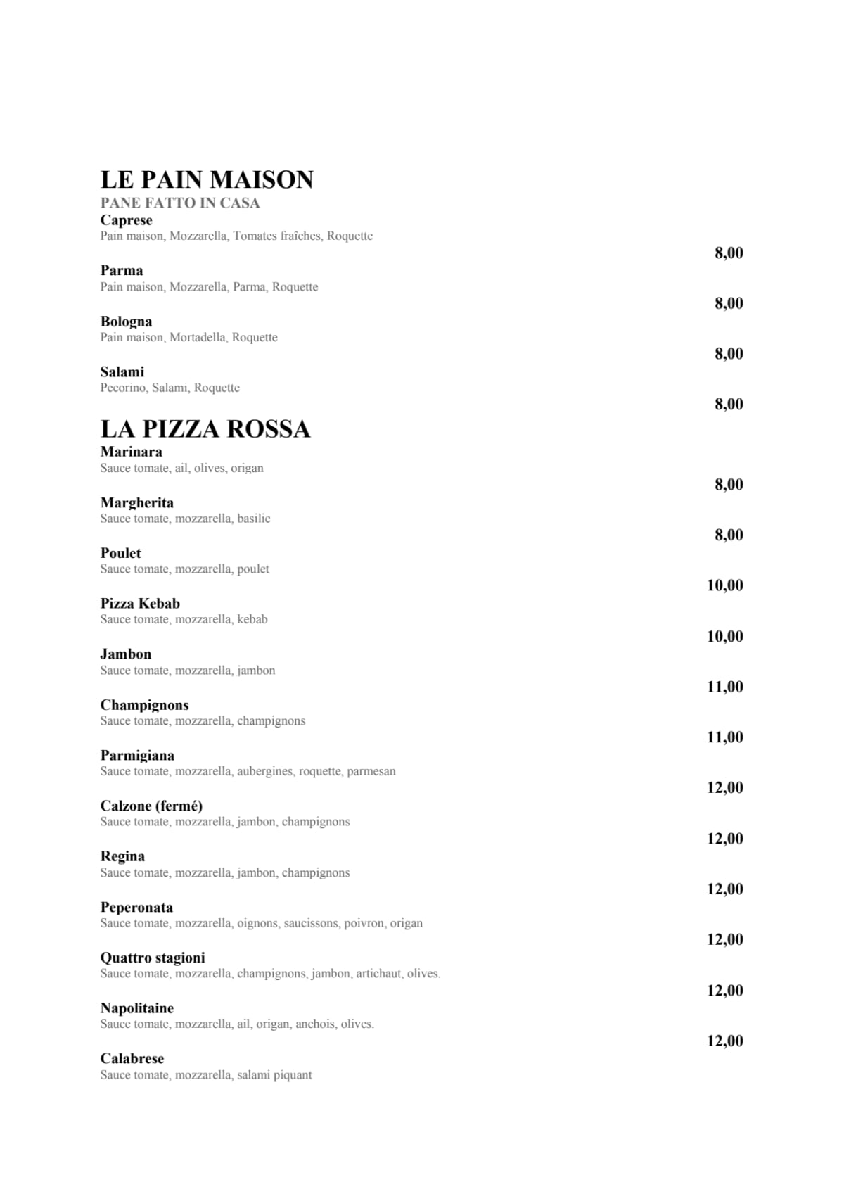 Mediterraneen menu