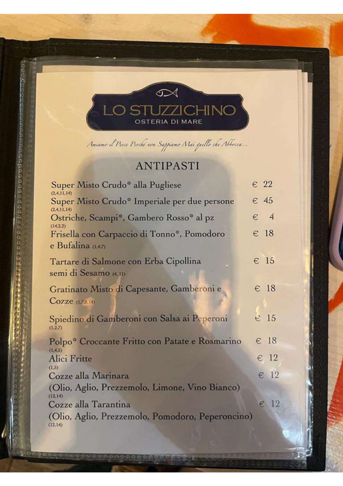 Lo Stuzzichino di Mare menu