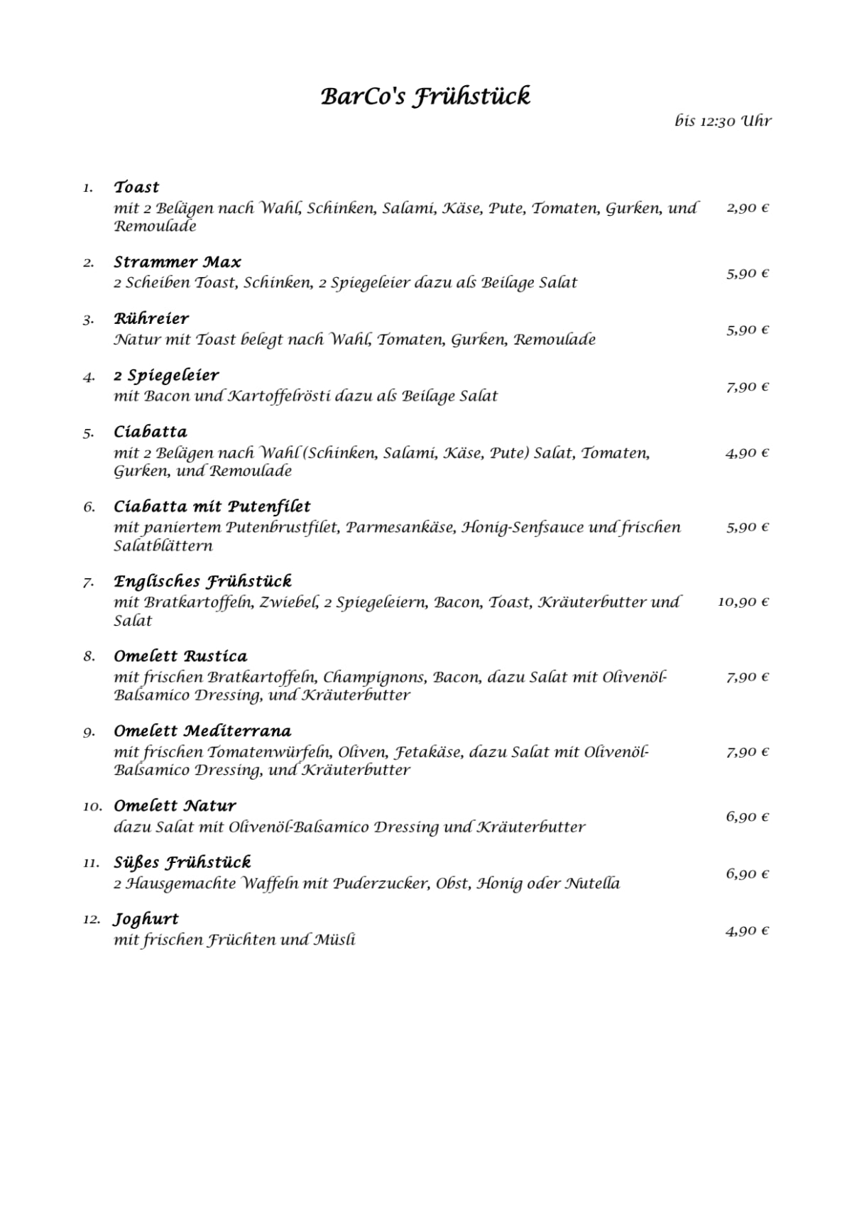 Carte et Menus 2024 - Barco Bar & Coffee Lounge à Düsseldorf | TheFork