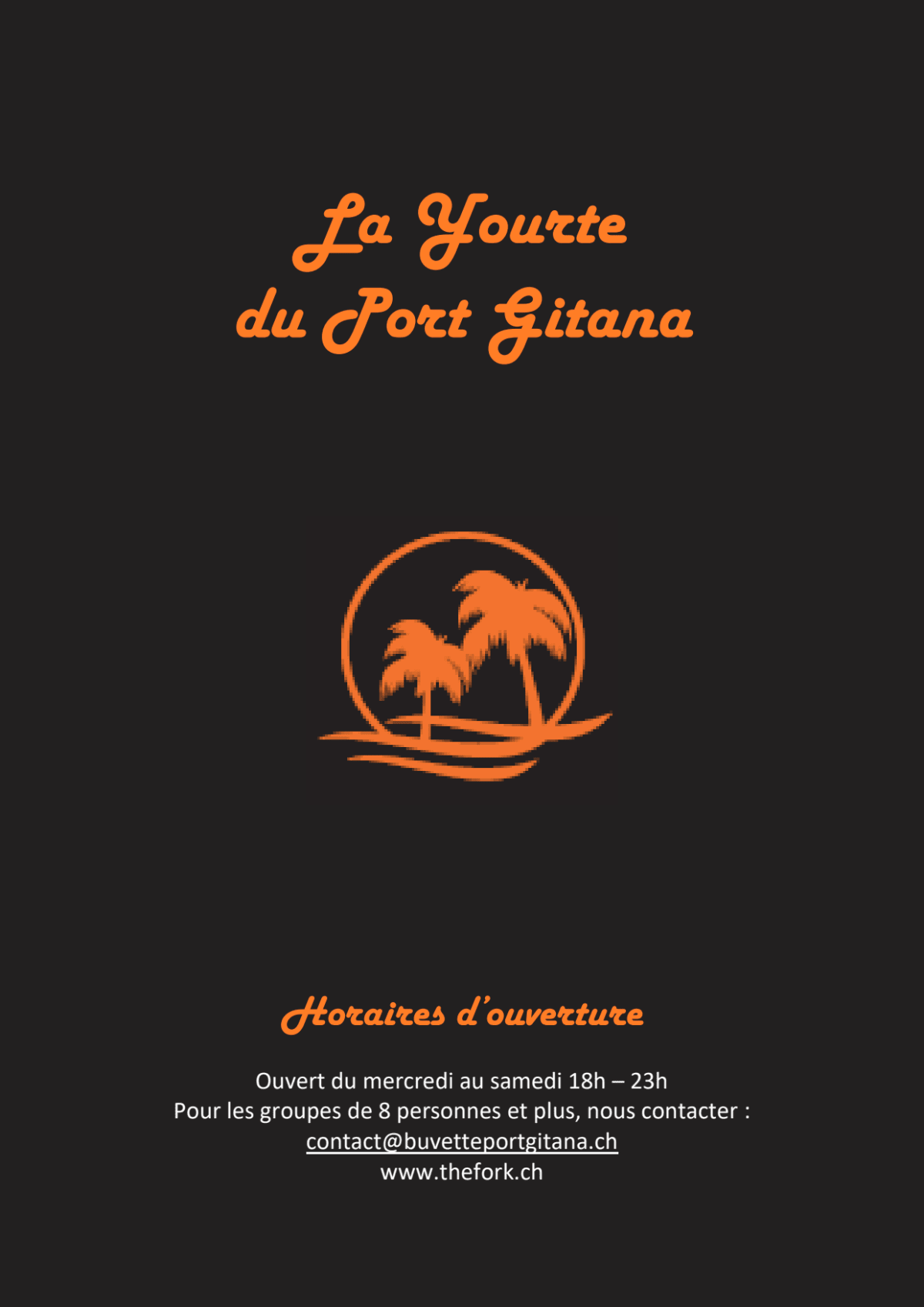 Yourte du Port Gitana menu