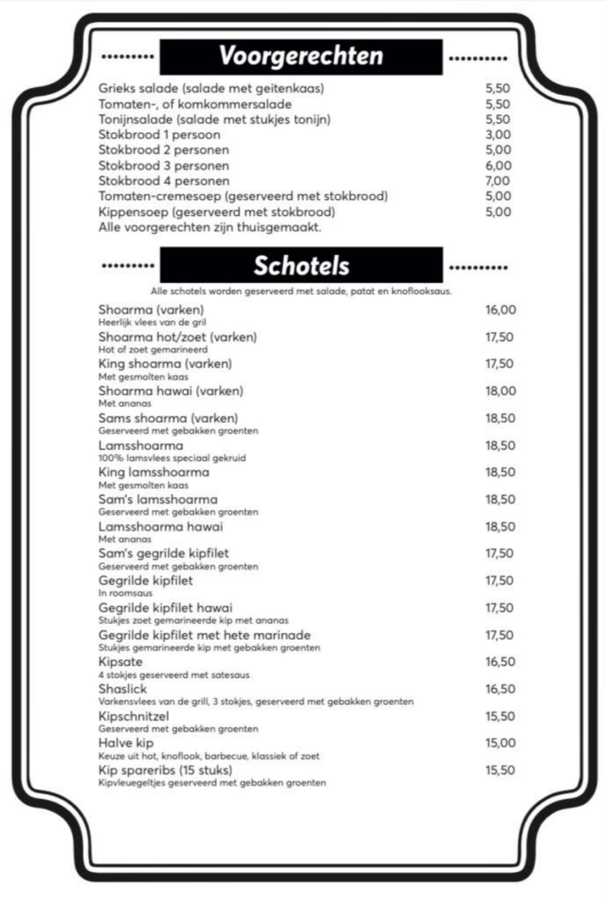 Menu 2024 Sam's King Ribs in Utrecht TheFork