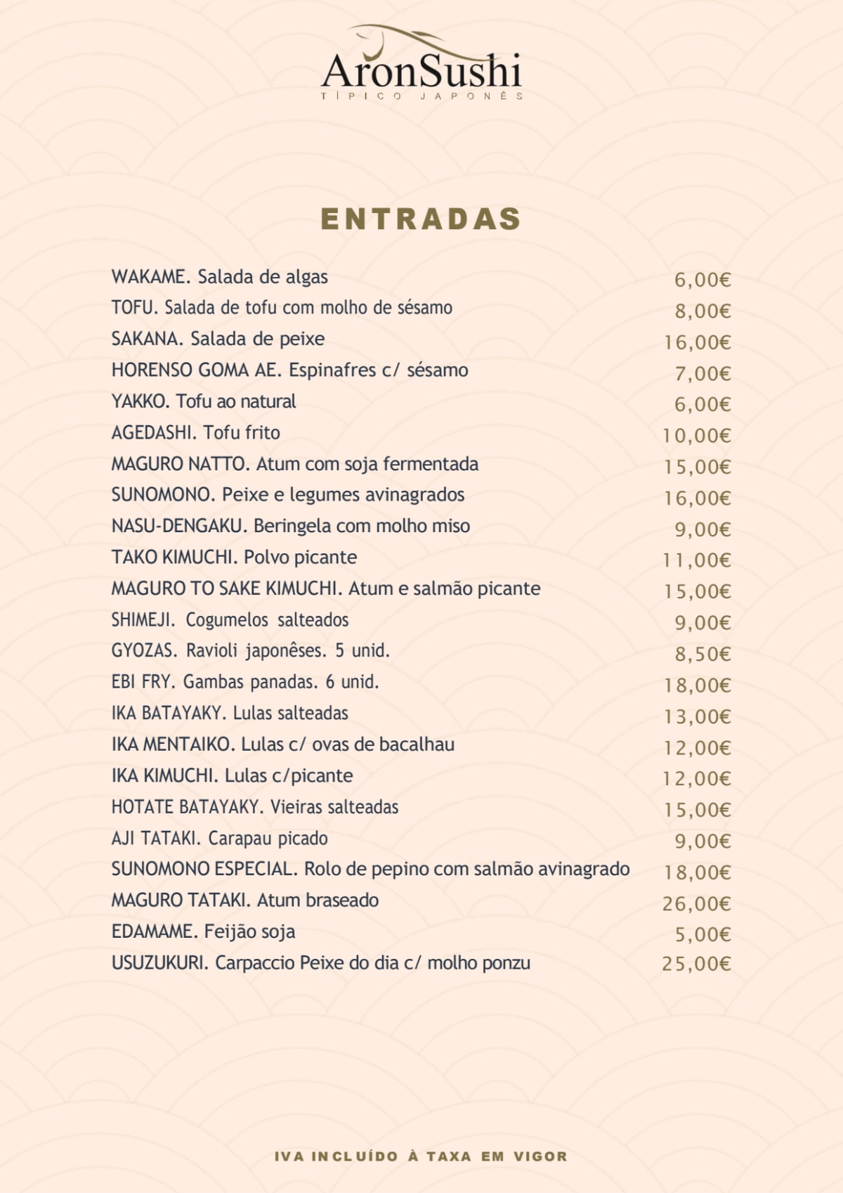 Aron Sushi - Estefânia menu