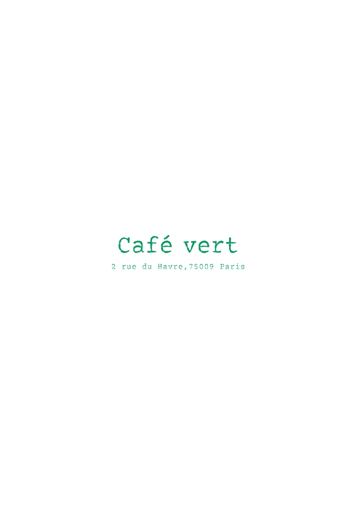 Le Café Vert menu