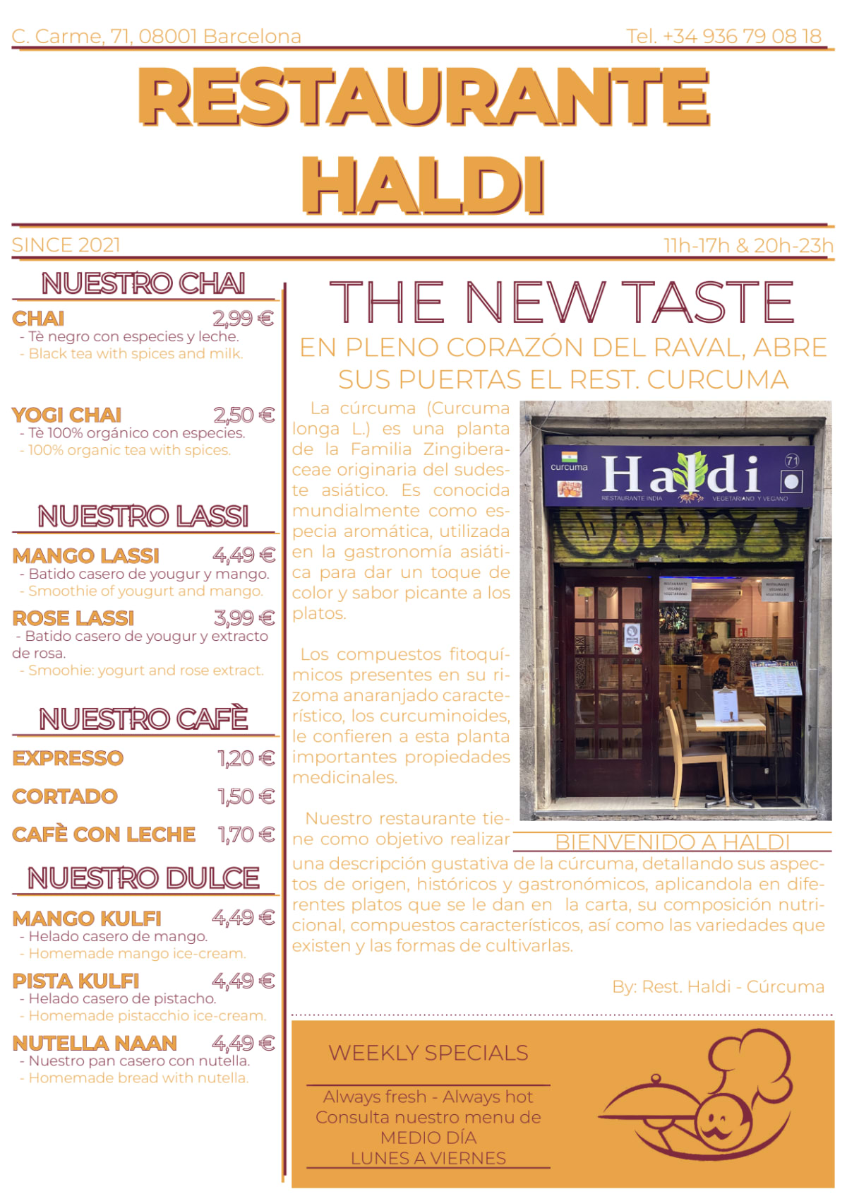 Haldi Indian menu