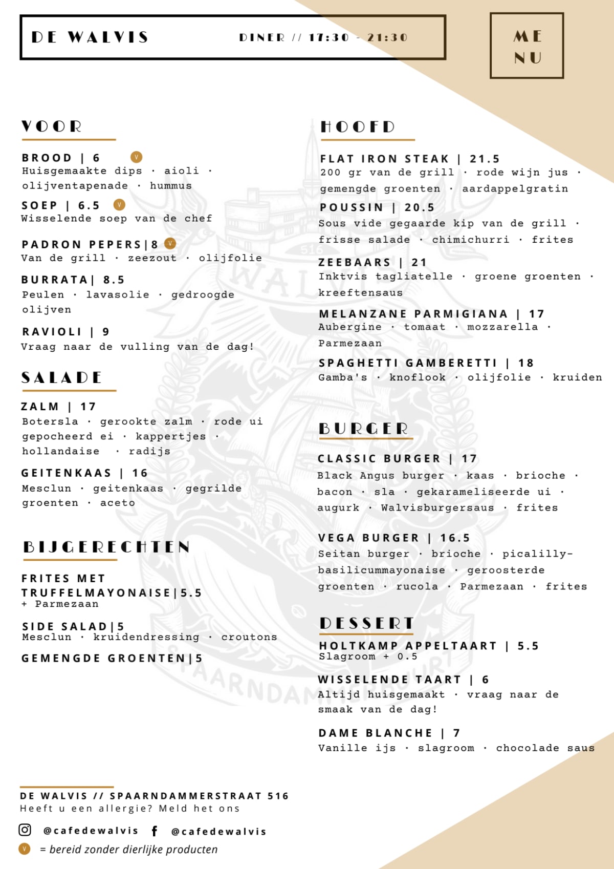 Café de Walvis menu