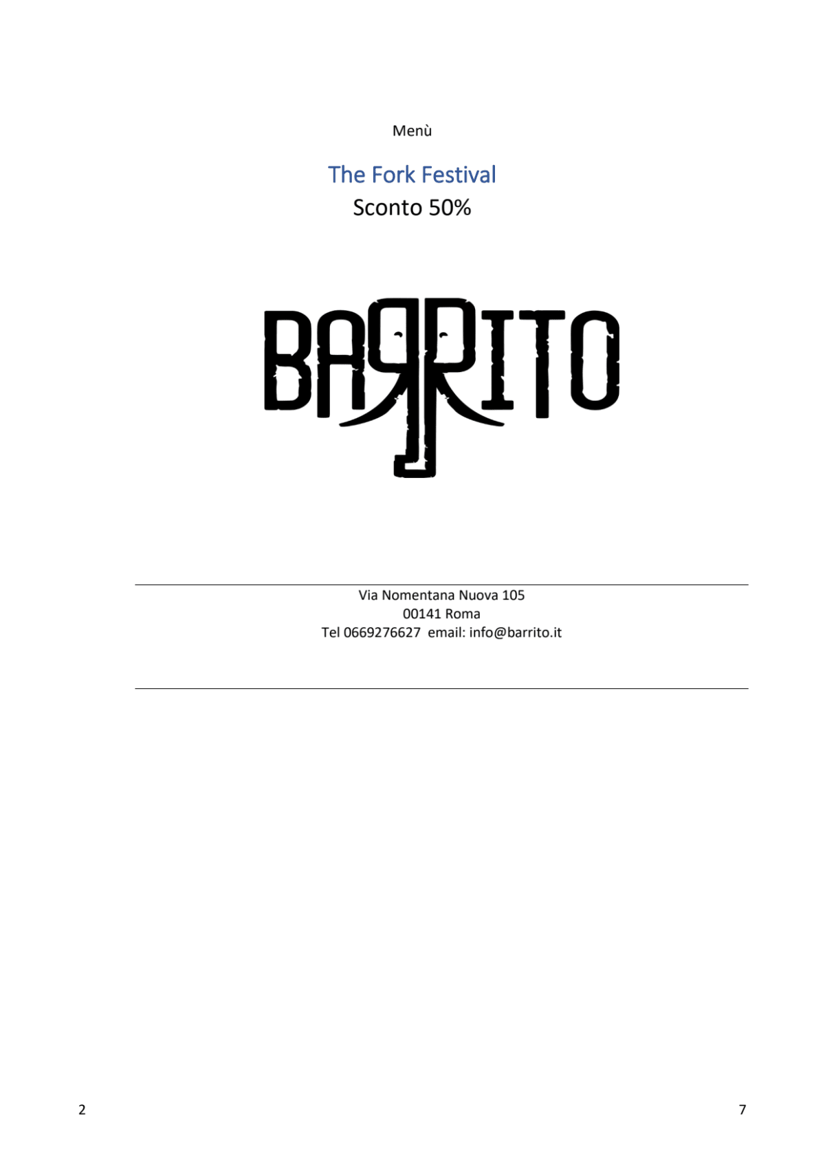 BaRRito Bistrot (Bar Ristorante) menu