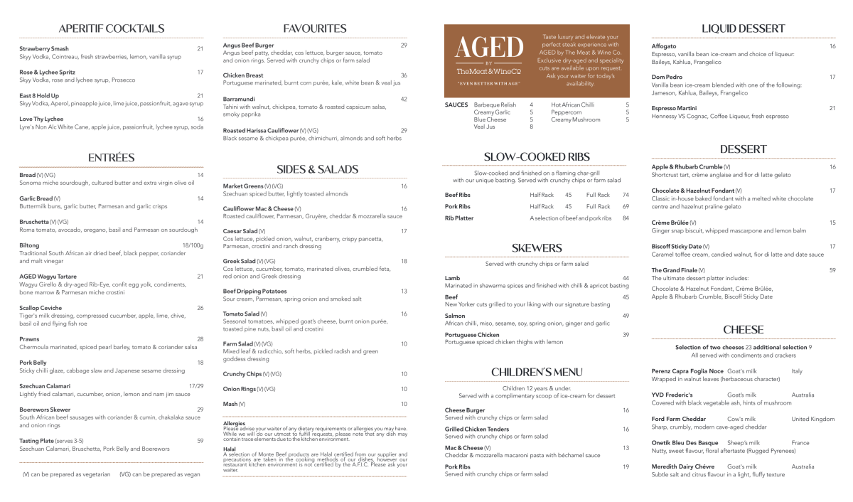 Speisekarte 2023 The Meat & Wine Co. South Yarra in South Yarra (VIC) TheFork