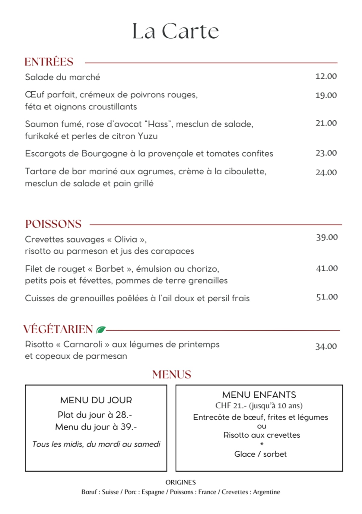 Café des Négociants menu