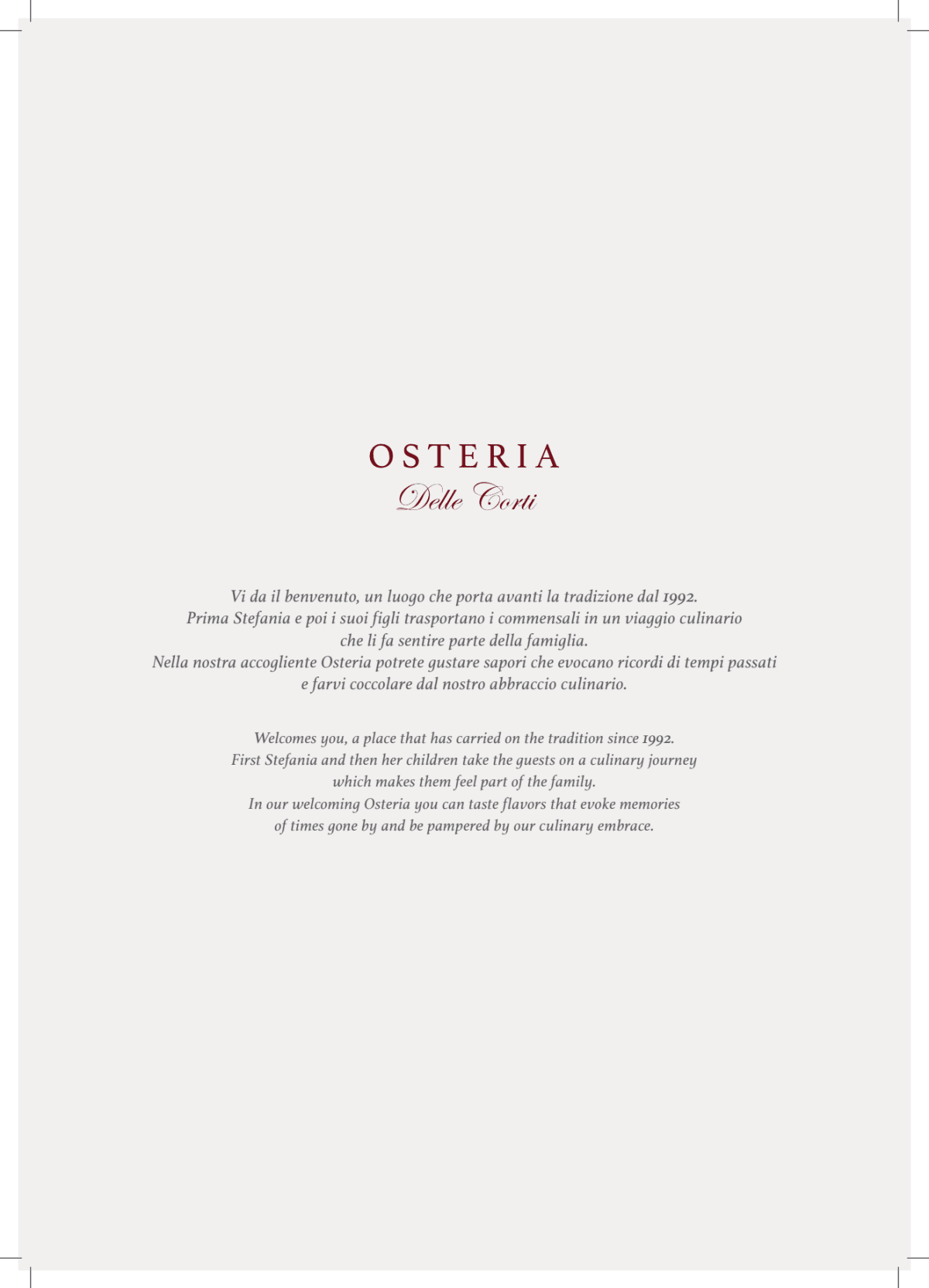 Osteria delle Corti menu