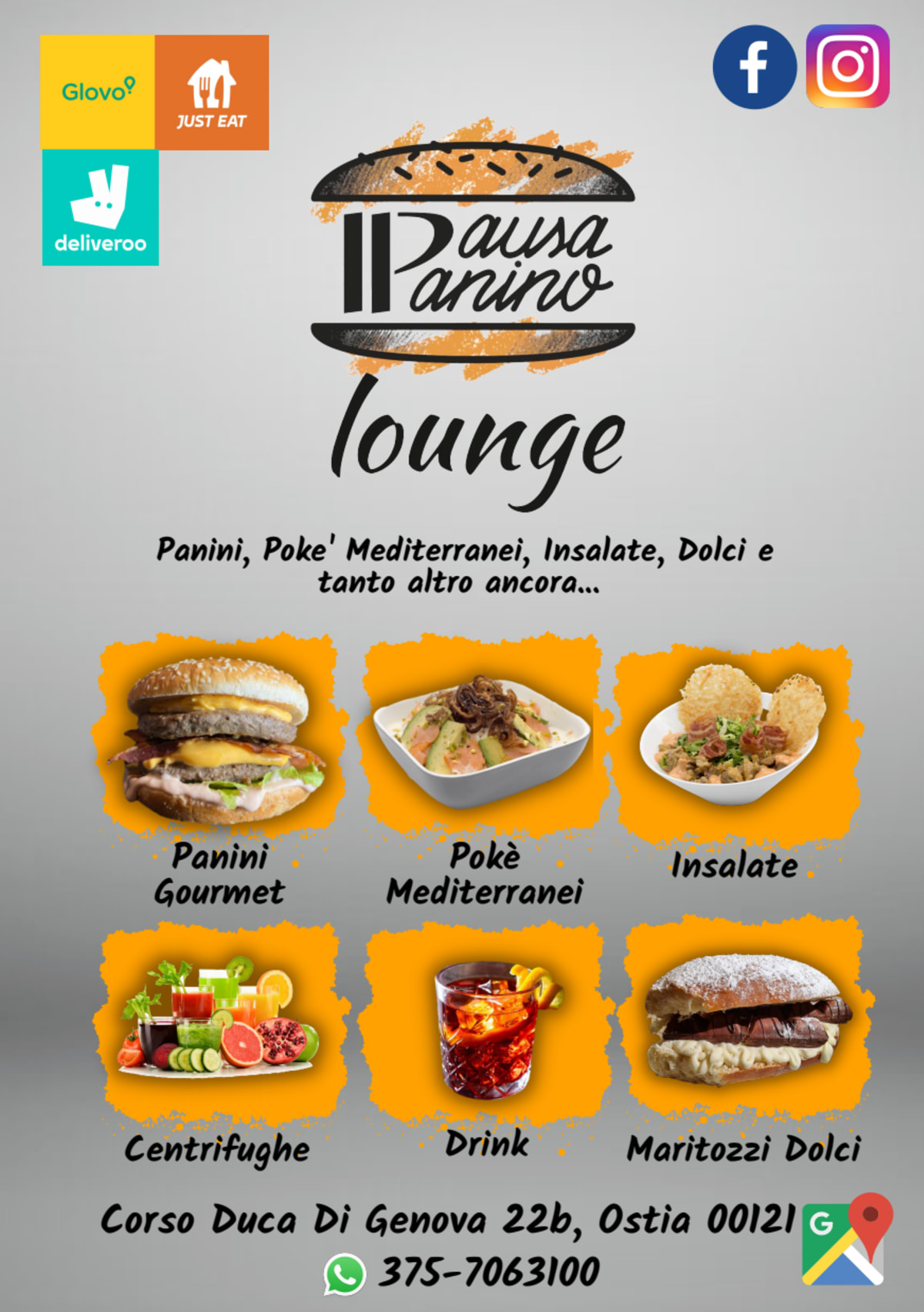 Pausa Panino Lounge menu