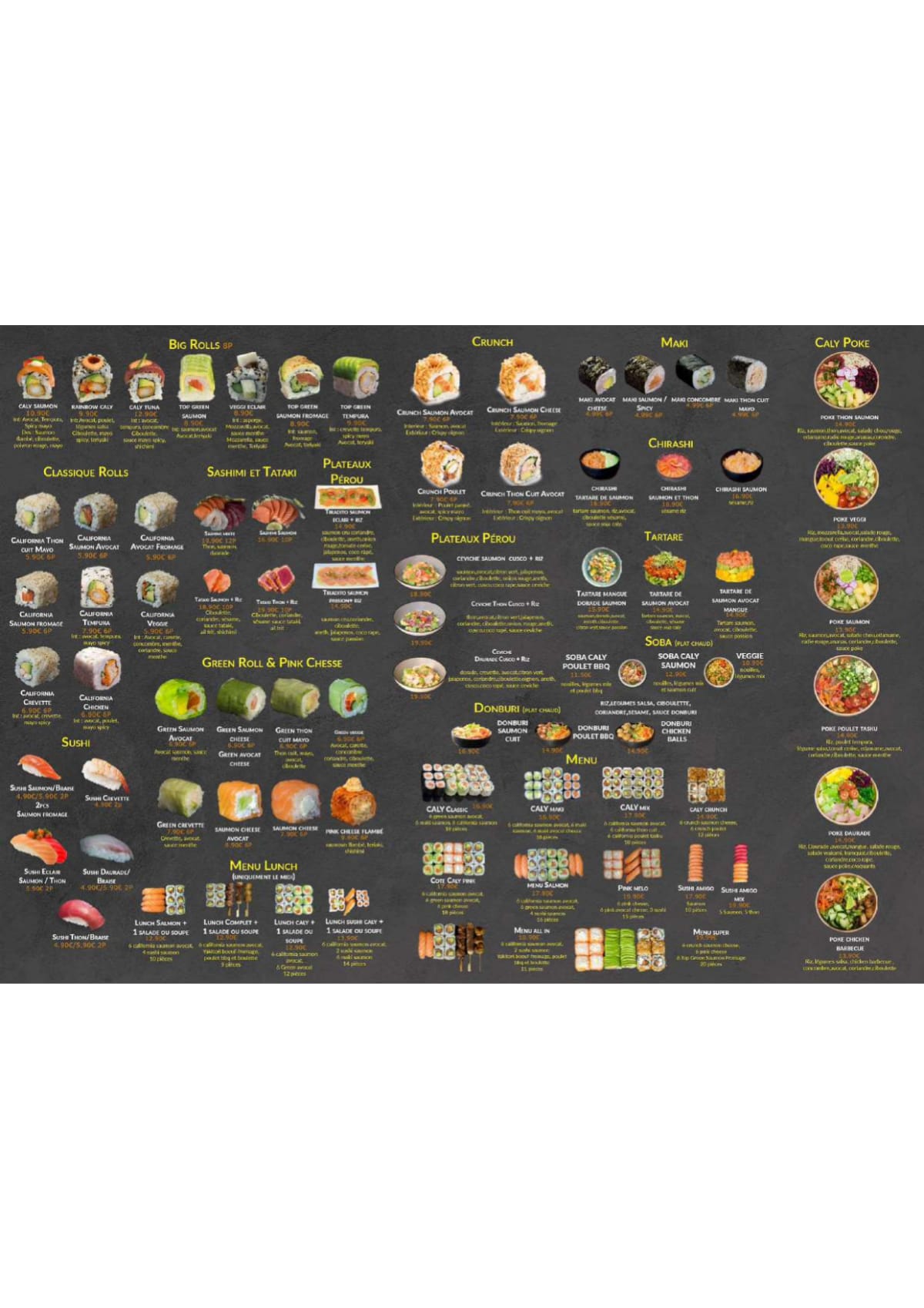 Sushi-Caly menu