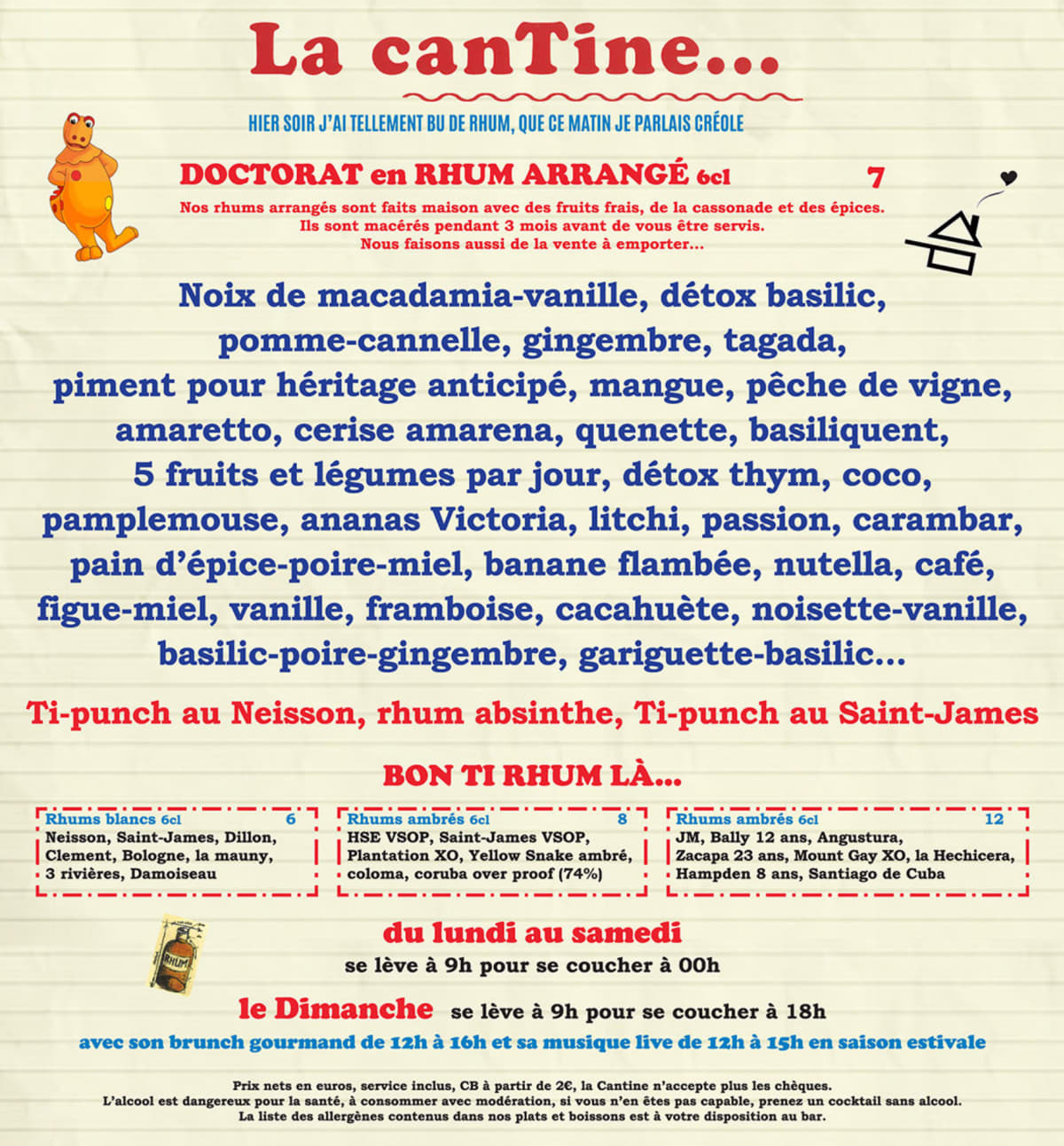 La Cantine de Vincennes menu