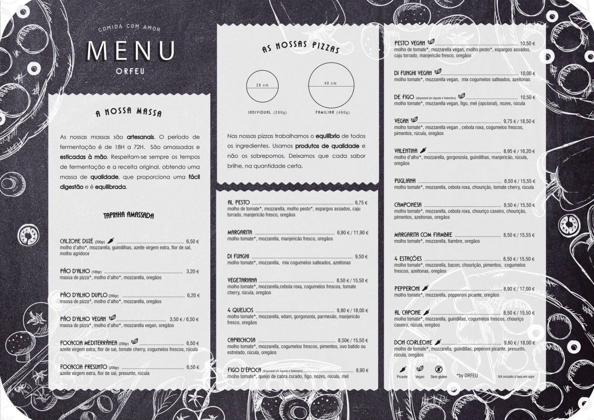 Pizzaria Orfeu menu