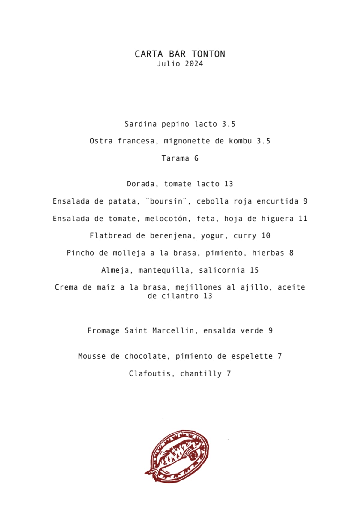 Tontón menu