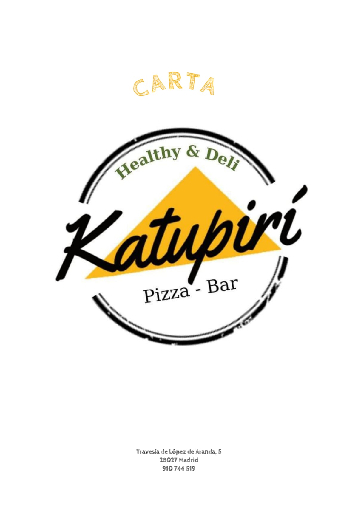 Katupiri Pizza Bar menu