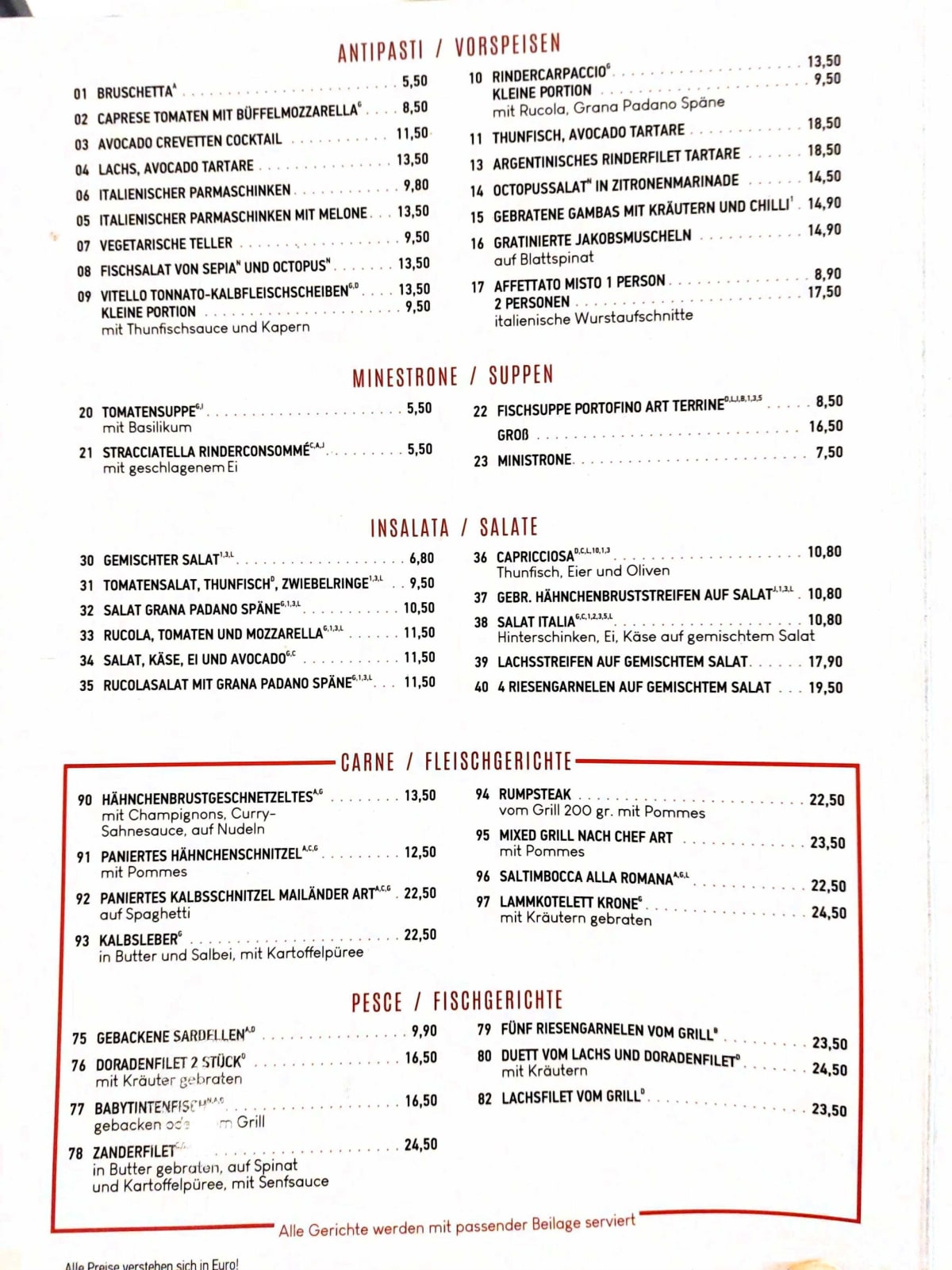 Carte et Menus 2024 Portofino à Düsseldorf TheFork