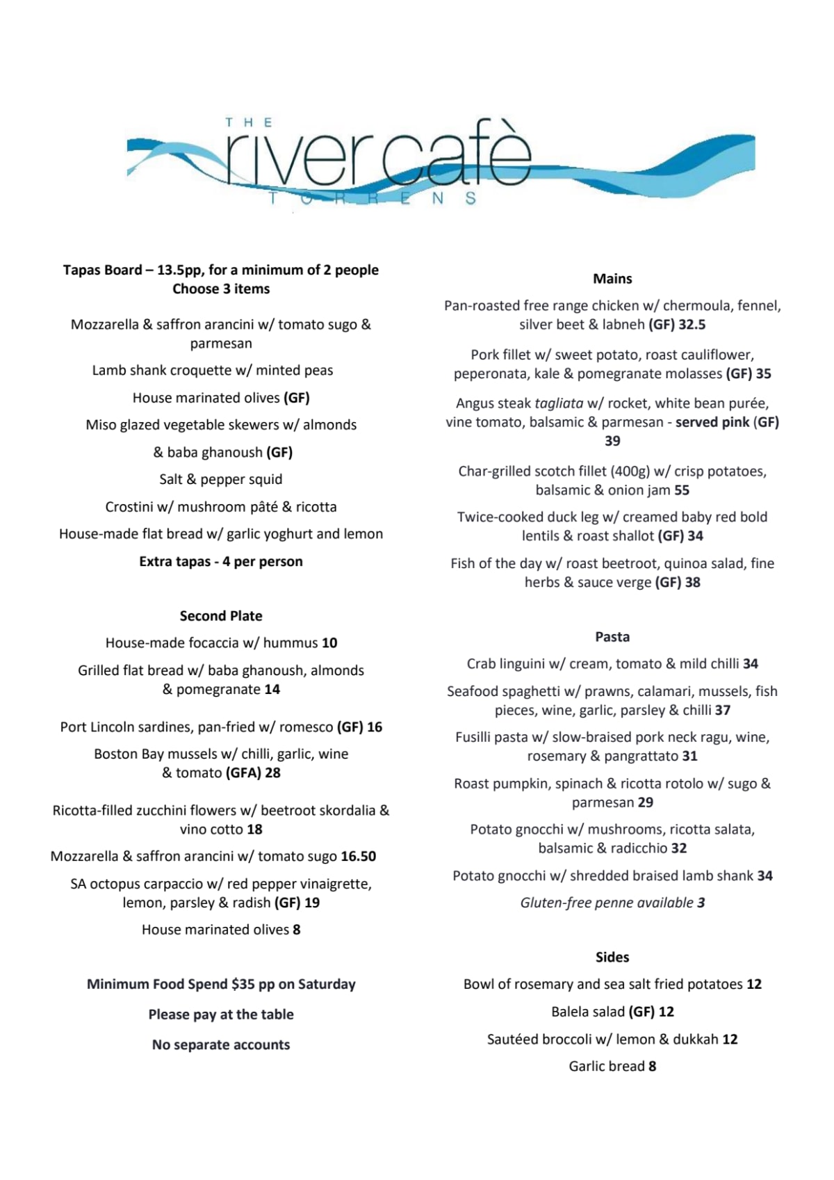 Menu 2024 River Cafe em North Adelaide SA TheFork