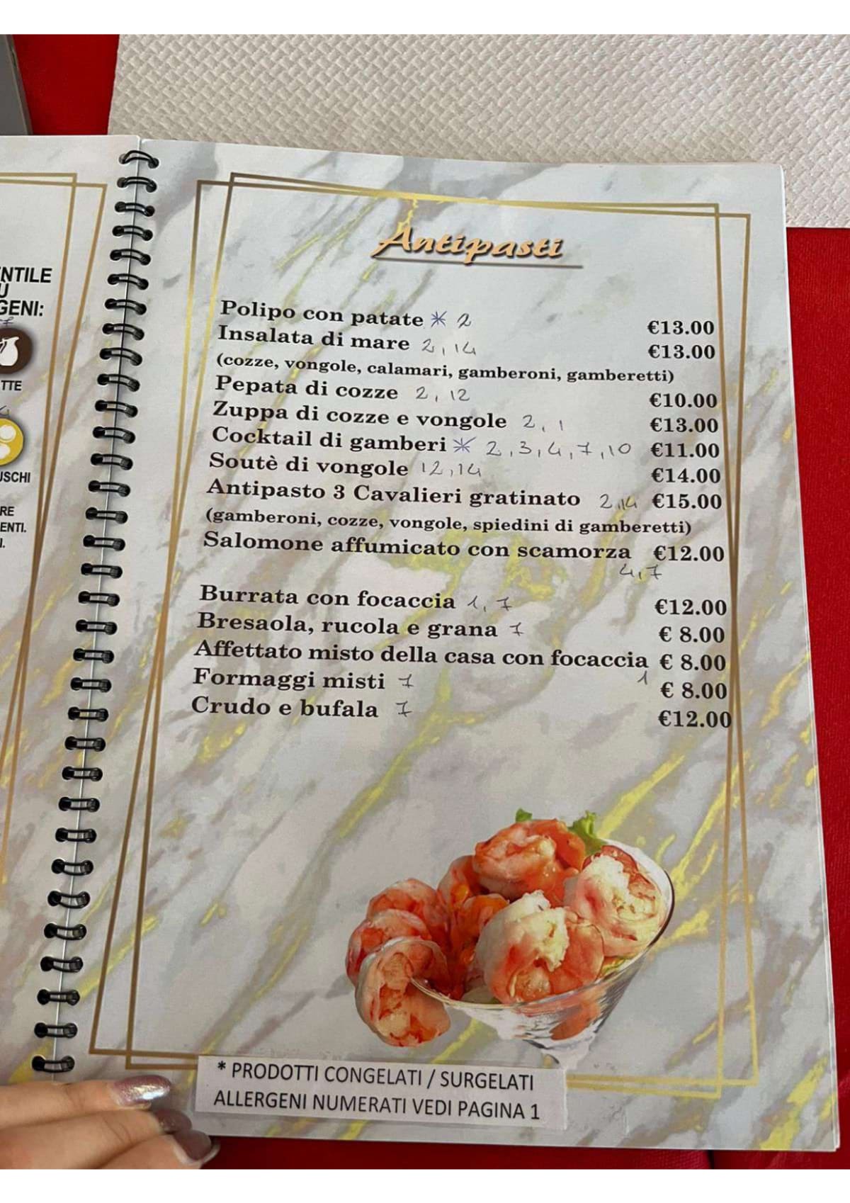 3 Cavalieri menu