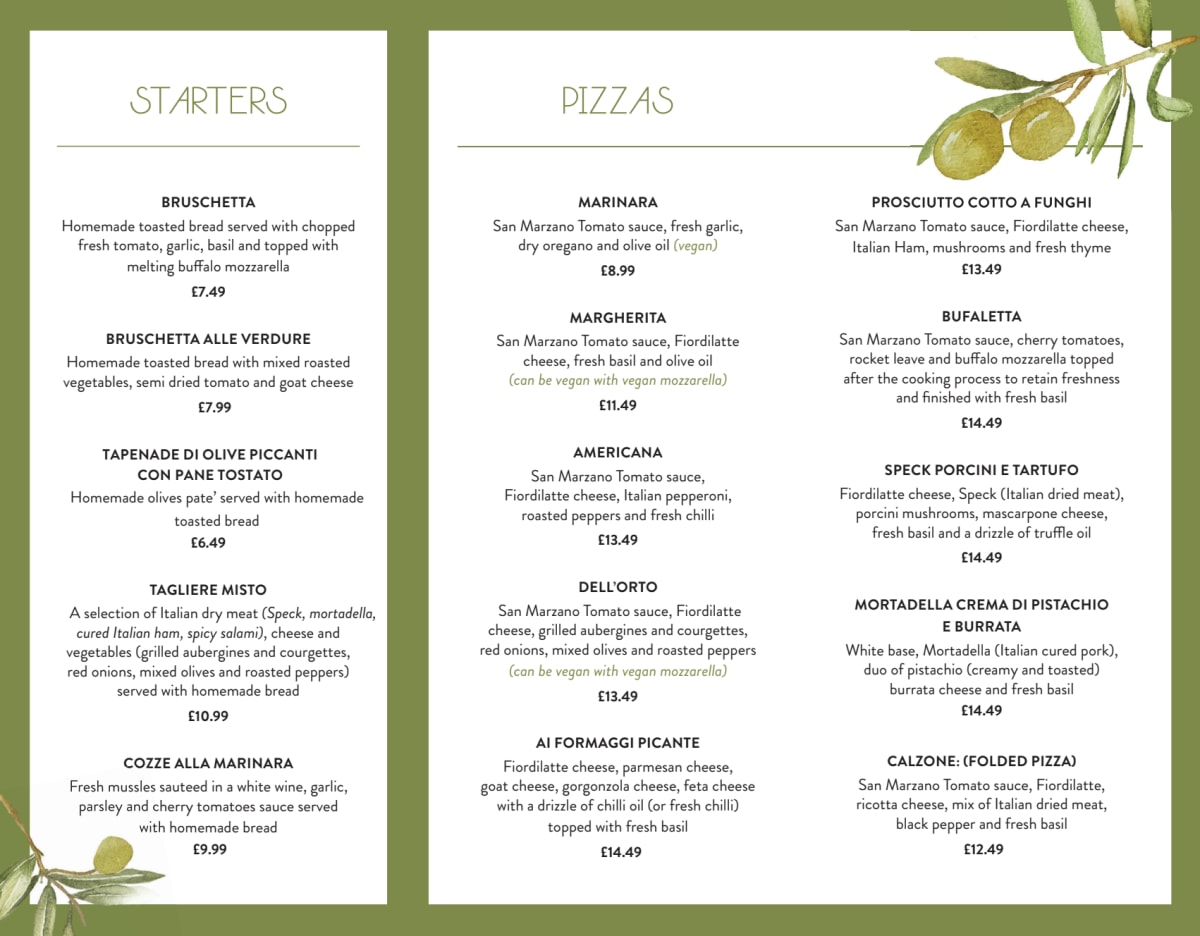 Carte et Menus 2024 The Olive Grove à Londres TheFork