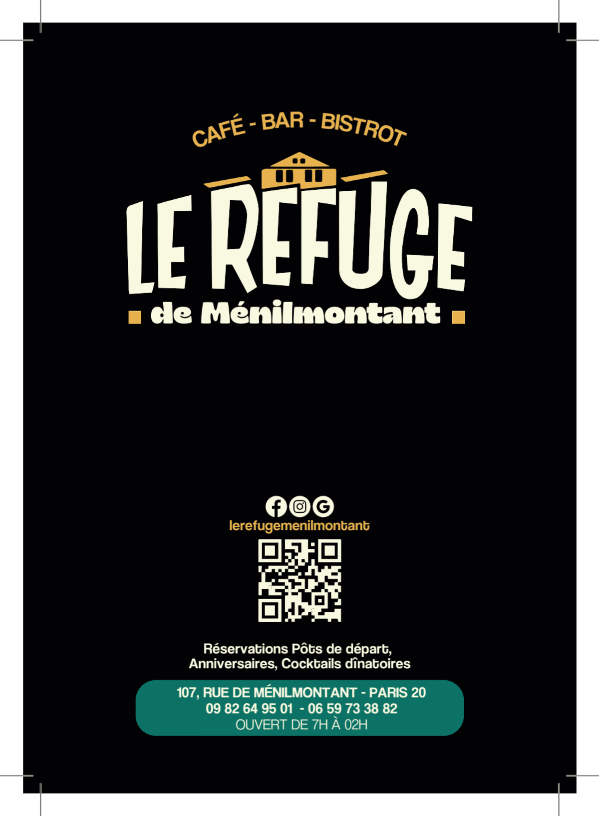 Menu 2024 Le Refuge in Paris TheFork