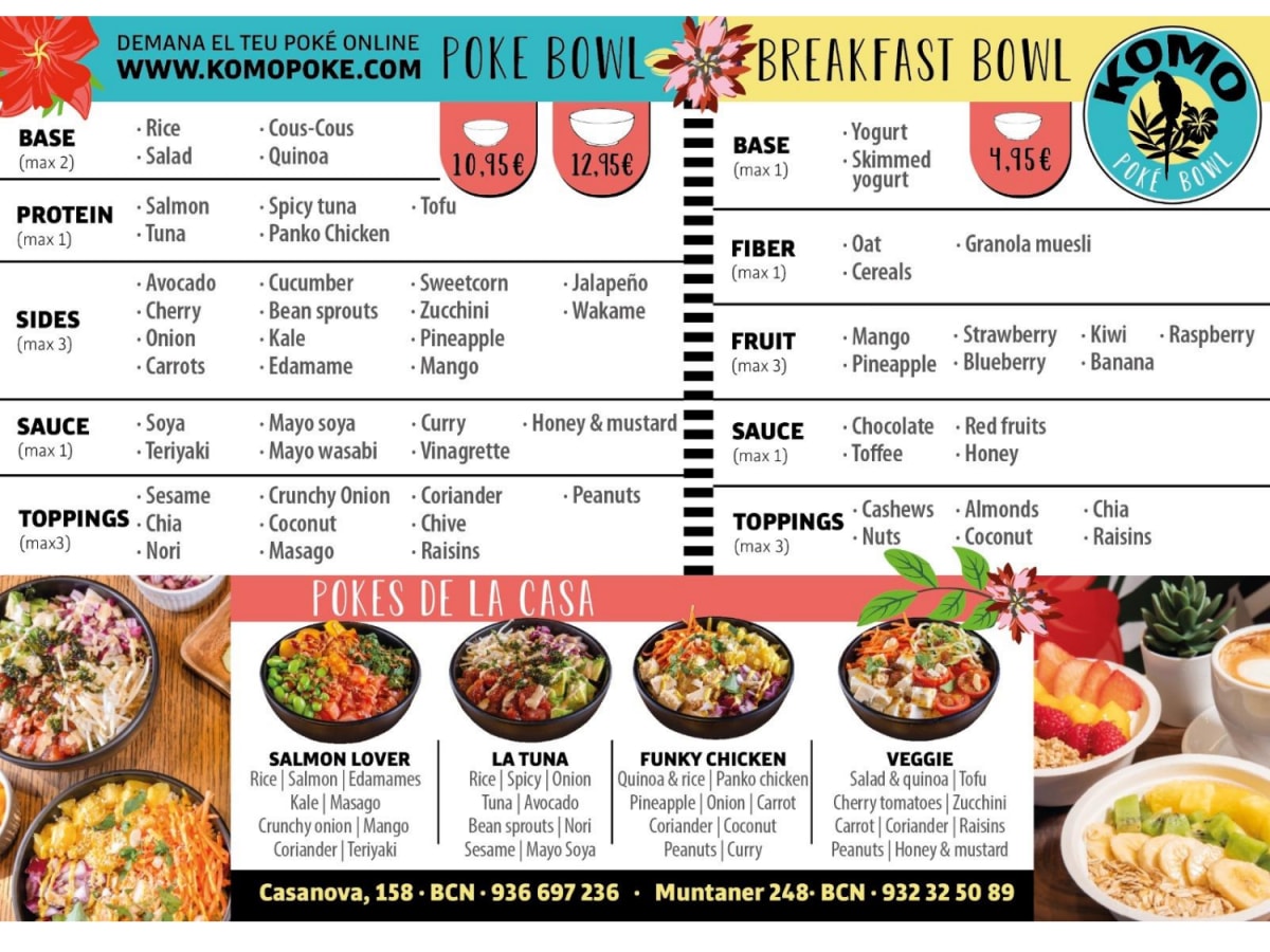 Komo Poke Maria Cubi menu