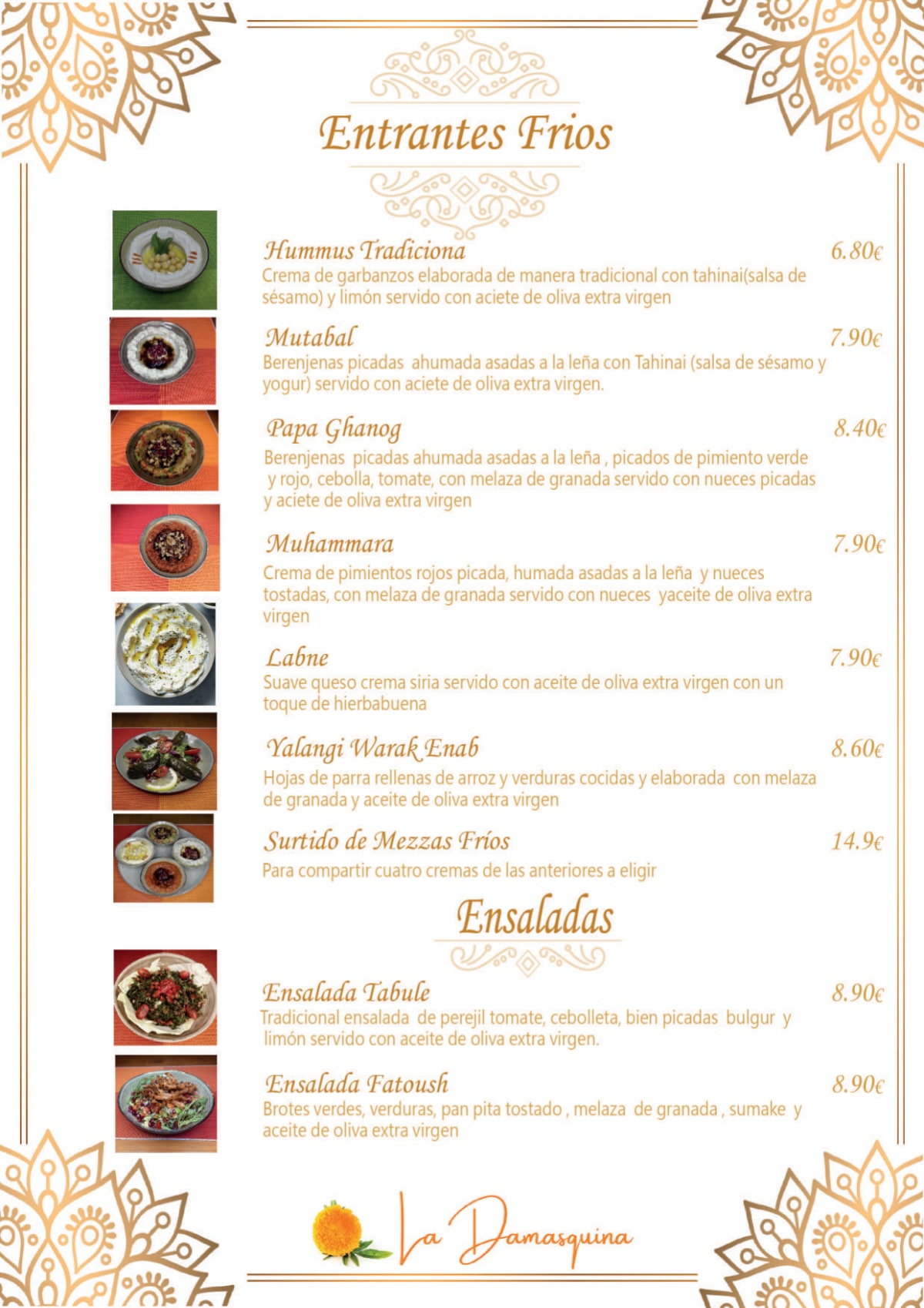 La Damasquina menu