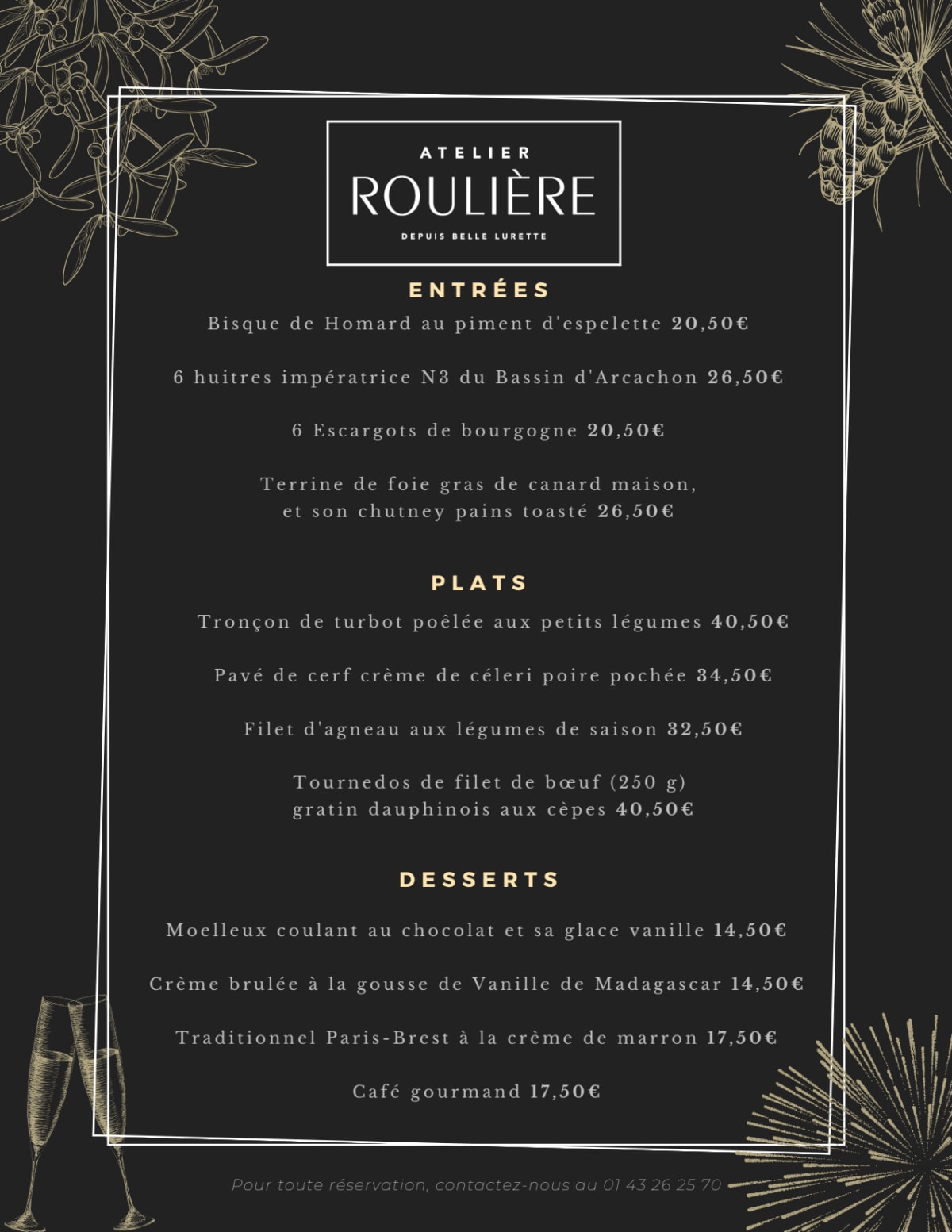 Atelier Roulière menu