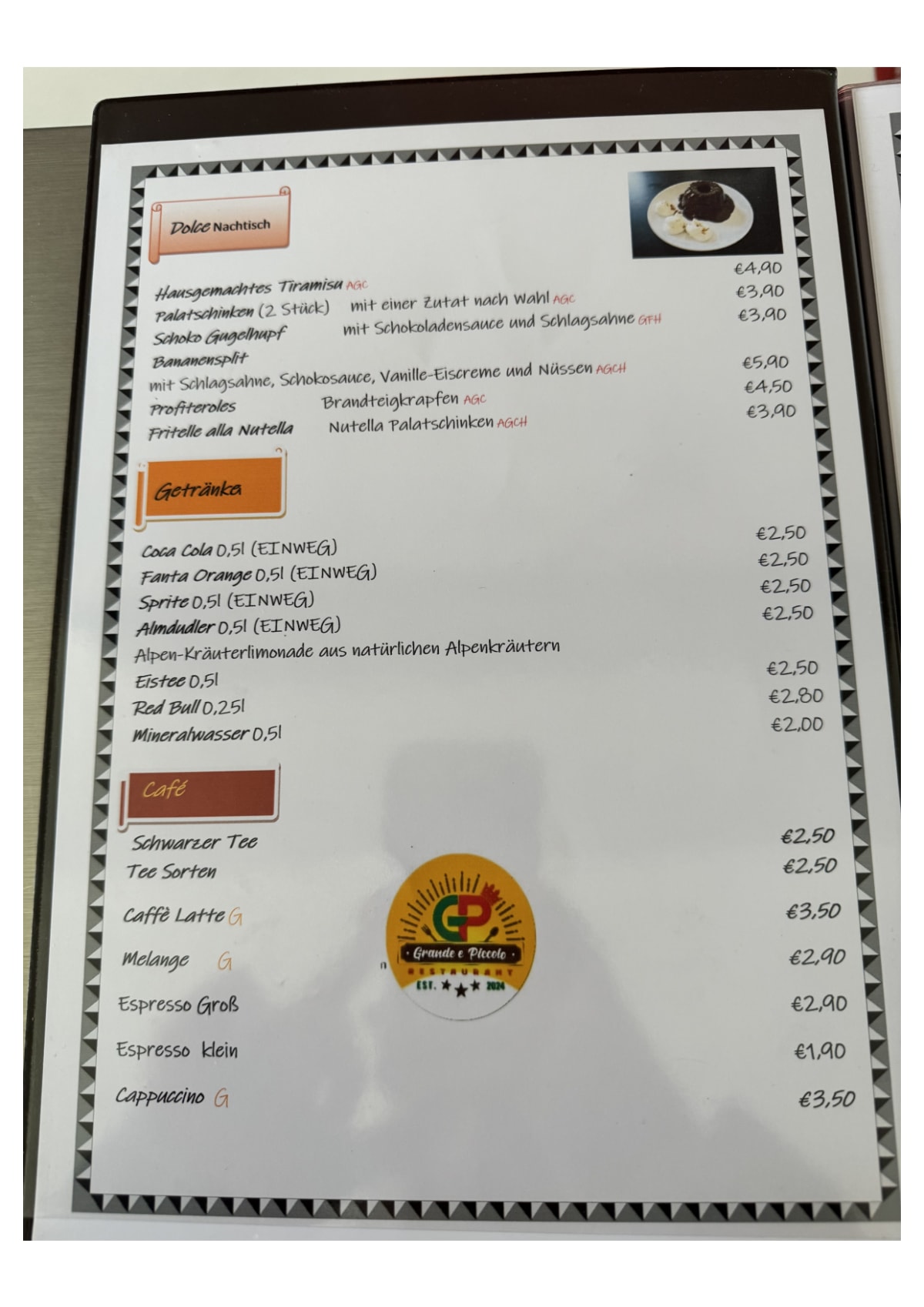 Menu 2024 Grande e Piccolo in Vienna TheFork