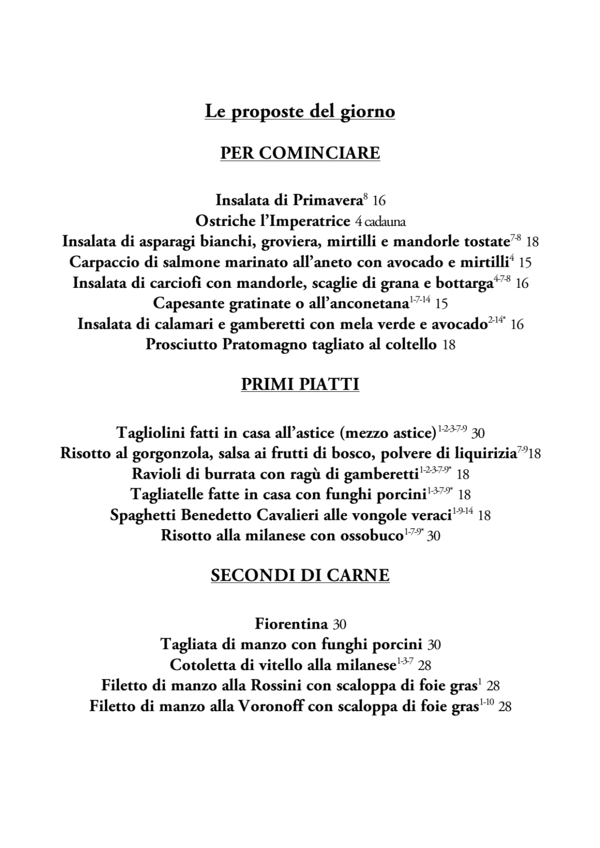 Il Carpaccio menu