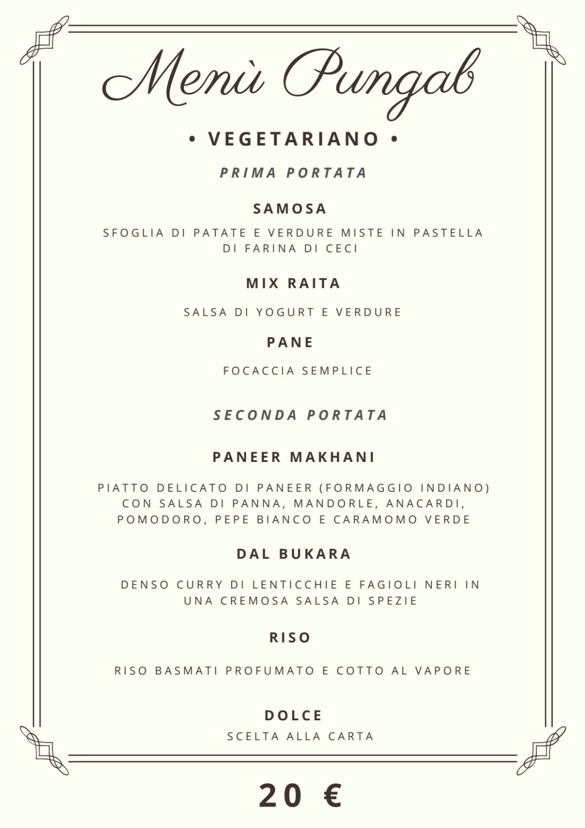 Curcuma e Basilico menu