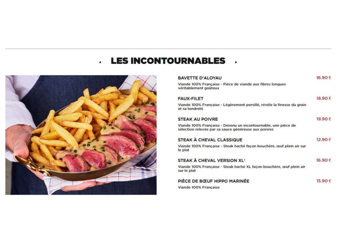 Hippopotamus Boulogne-Billancourt menu