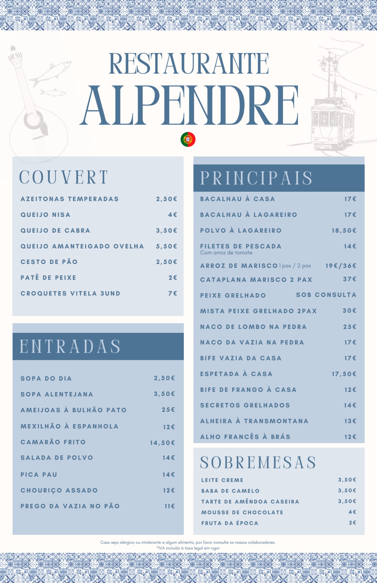 Alpendre menu