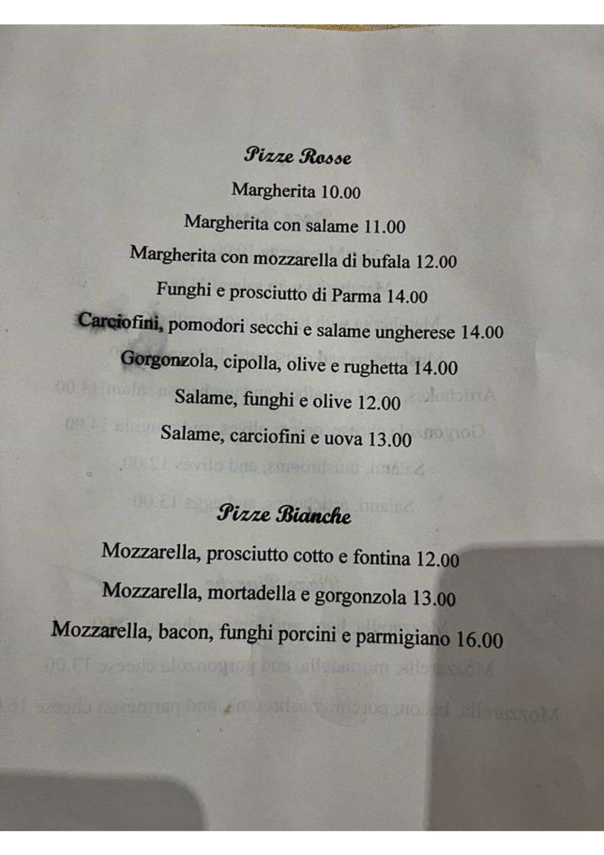 il Papalino menu