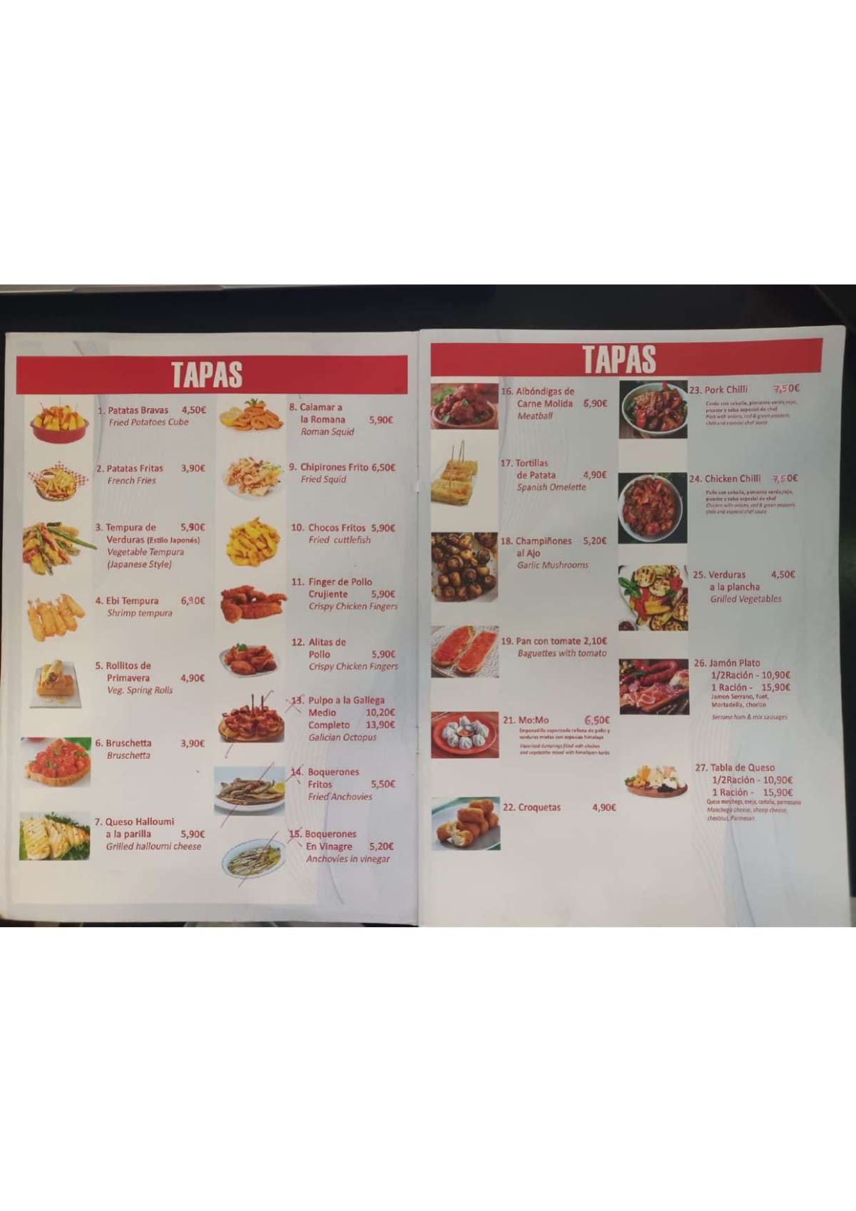 Foodland menu