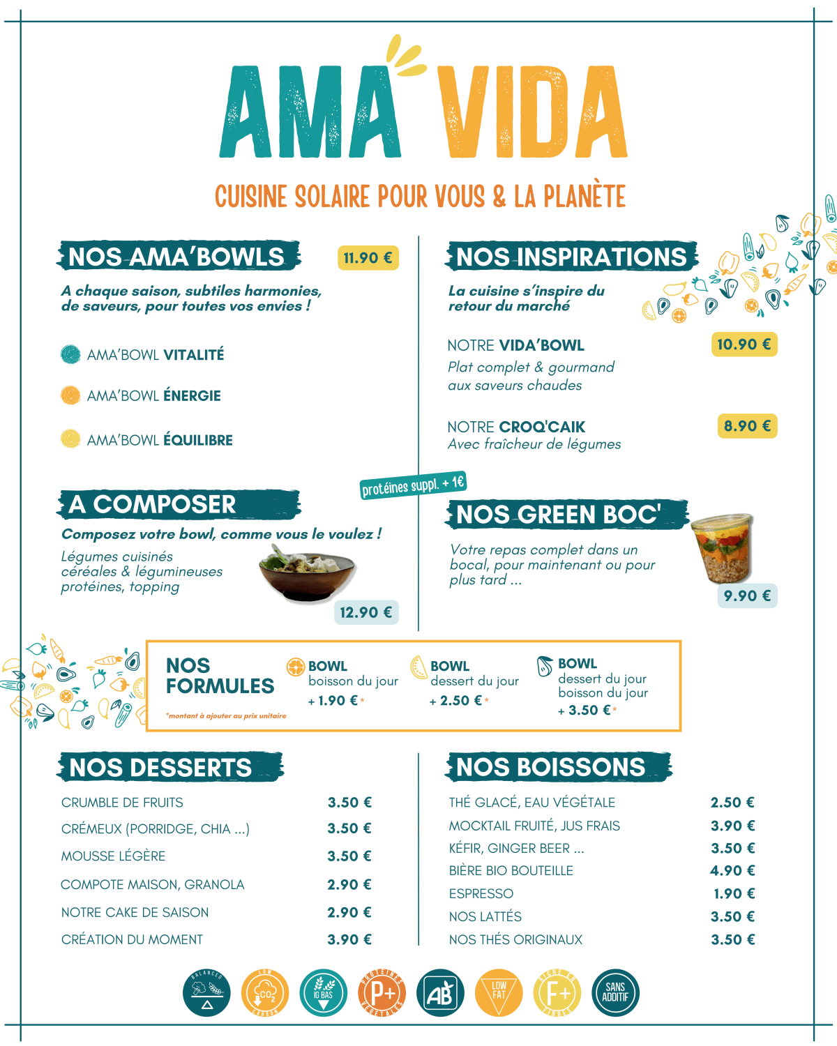 Ama Vida Paris 5 menu