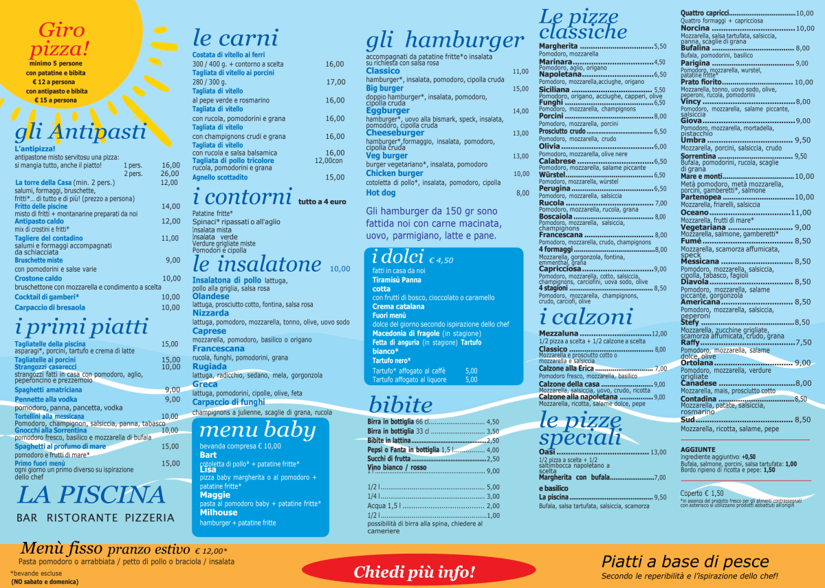 Menu 2024 La Piscina em Perugia TheFork