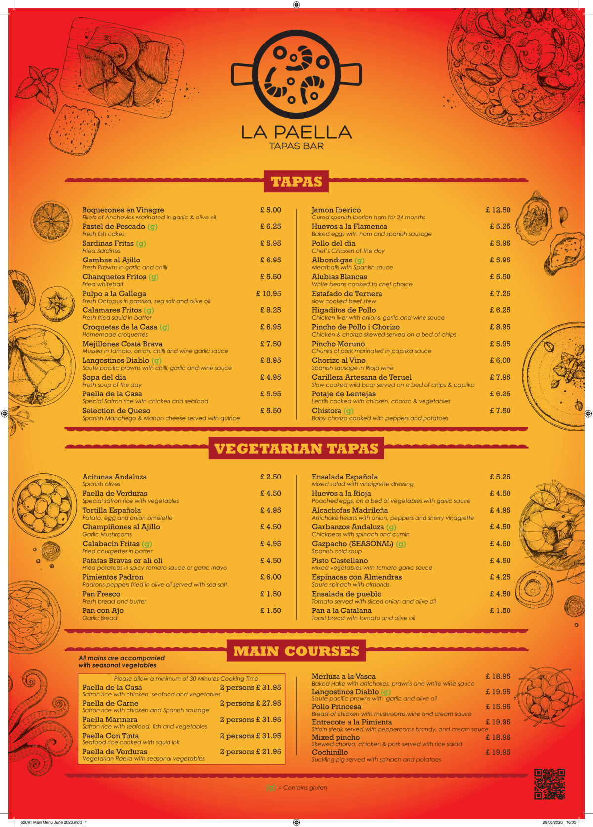 Menus 2024 La Paella Tapas Bar in London TheFork