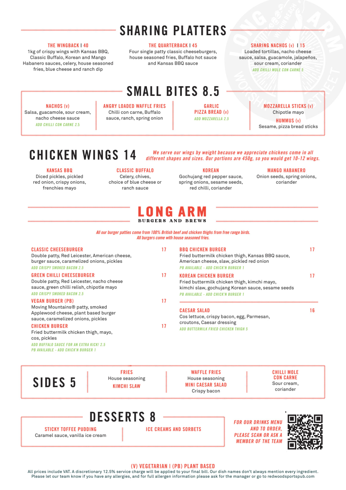 Menu 2024 Long Arm Pub in London TheFork