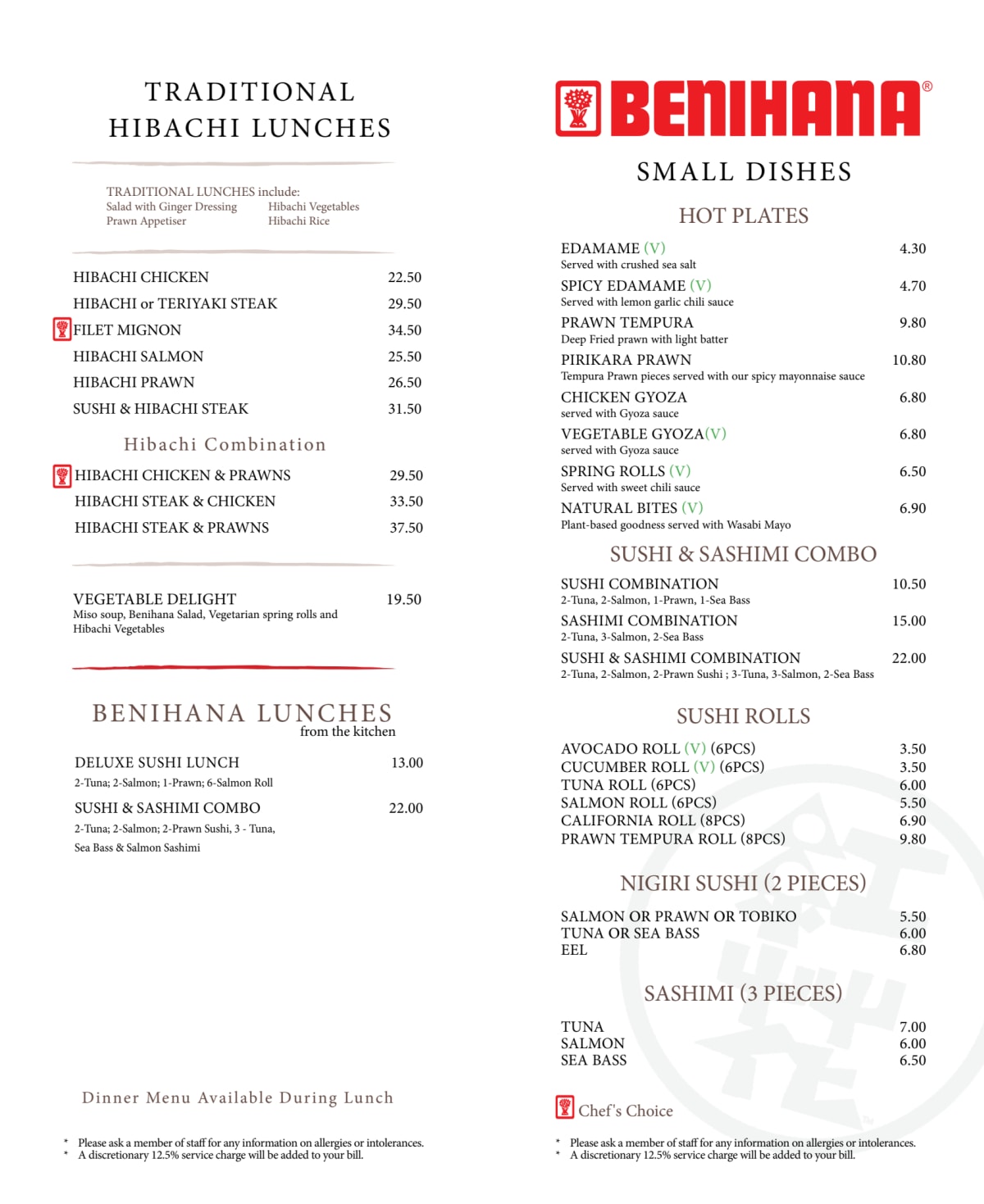 Menus 2024 Benihana Covent Garden in London TheFork
