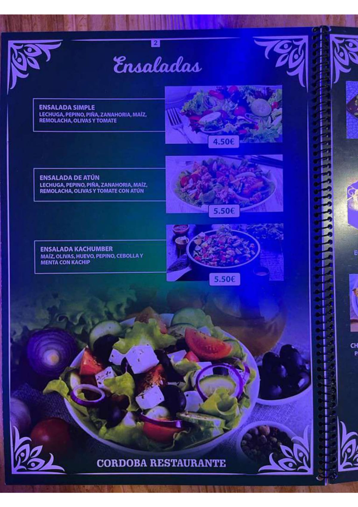 Cordoba Restaurant And Marriage Hall menu