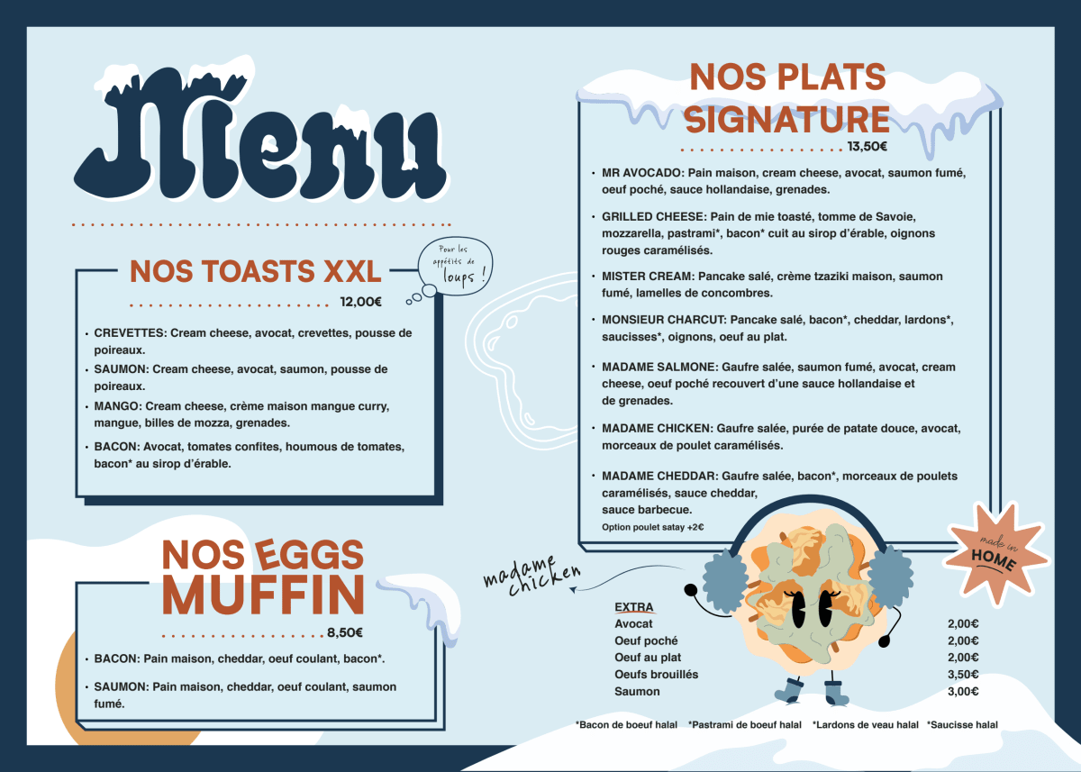 Faim de Semaine menu